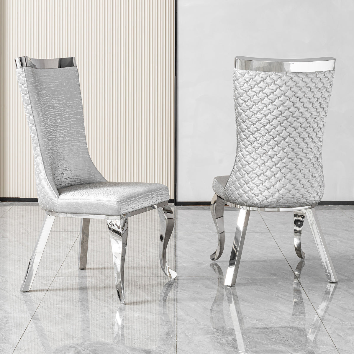201 Stainless Steel Dining Chair,Modern High Back ,Luxury Curved Leg Chair 4pcs/CTN