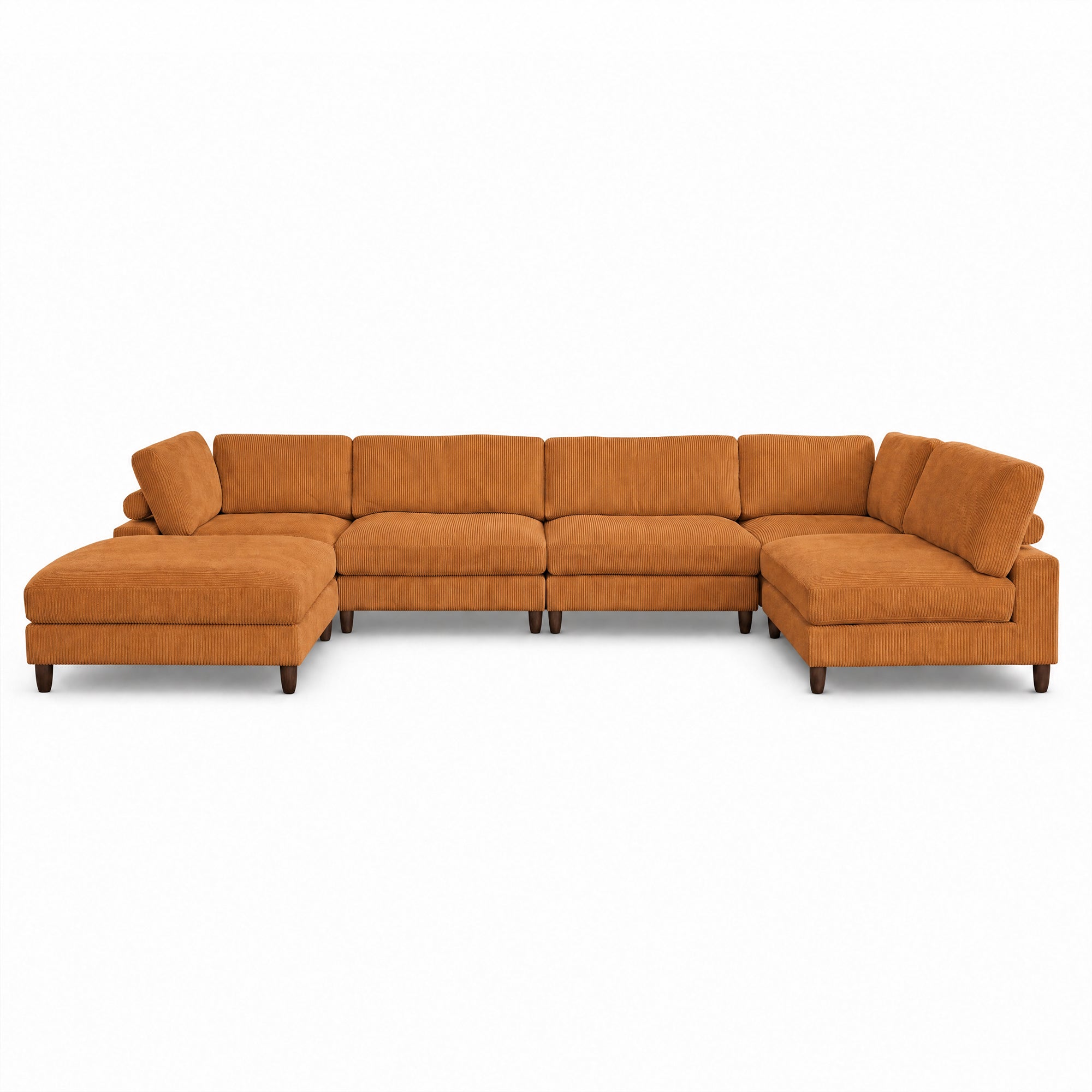 Solid Wood Frame Corduroy Modular Sofa Yellow