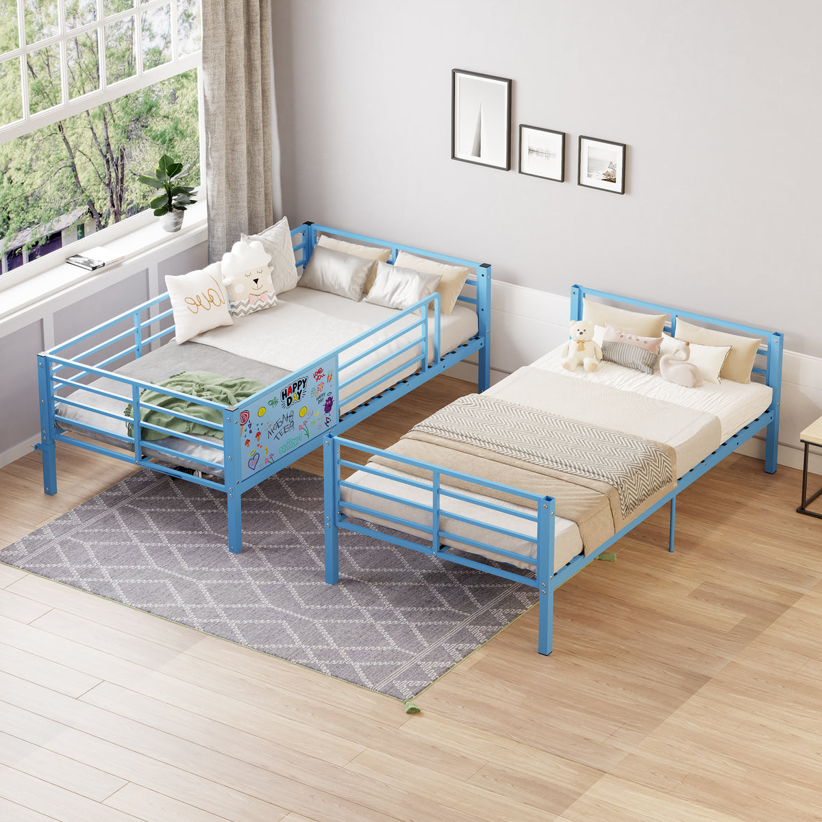 Metal Bunk Bed Frame with Full-length