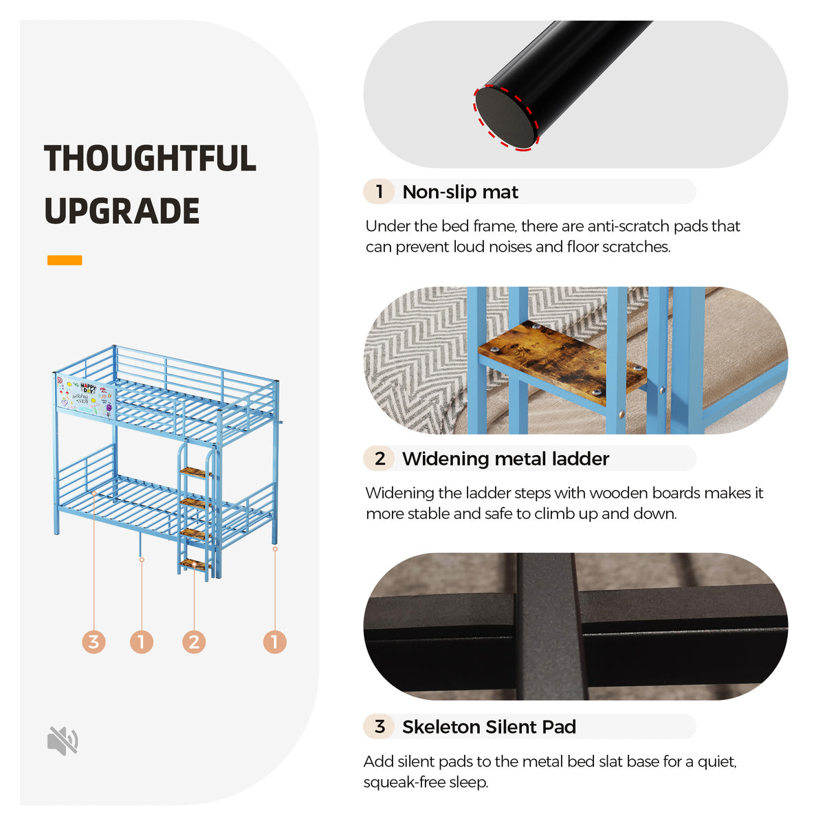 Metal Bunk Bed Frame with Full-length
