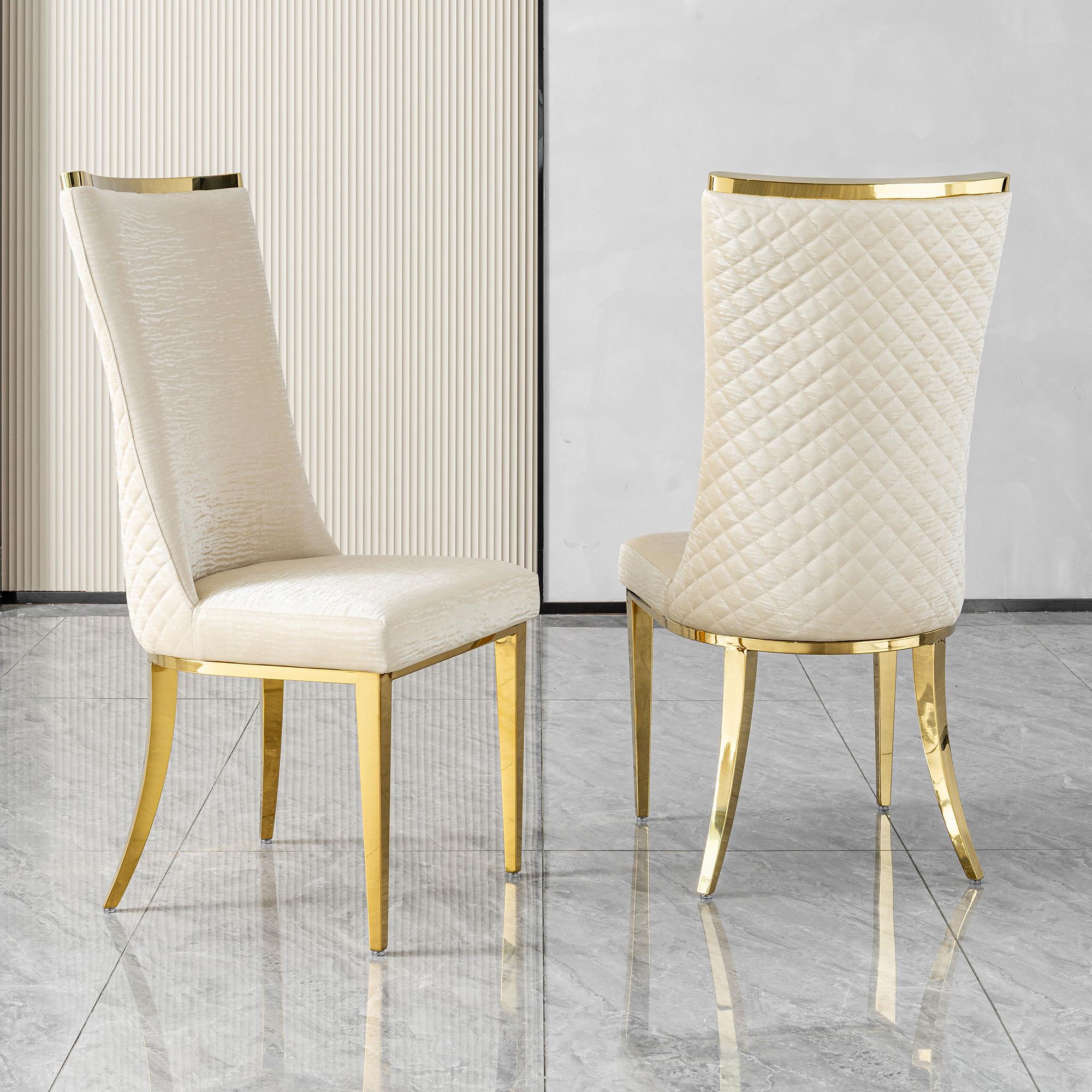 stainless steel dining chairs, high back upholstered dining chairs, cream pu leather dining chairs