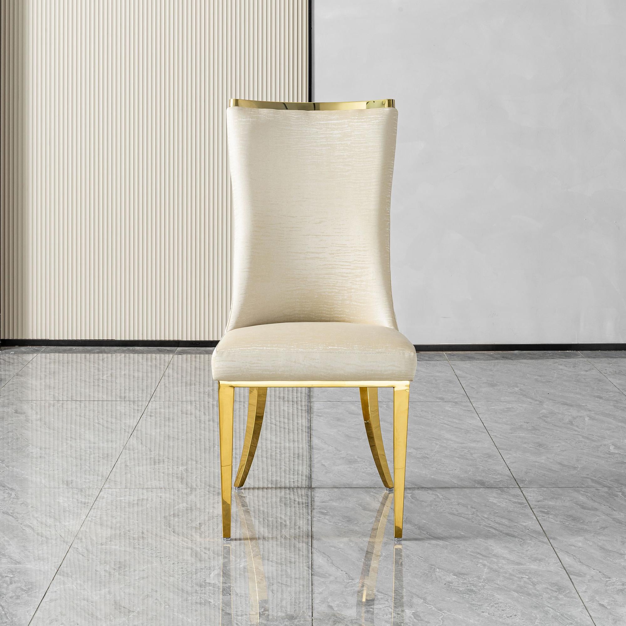 stainless steel dining chairs, high back upholstered dining chairs, cream pu leather dining chairs