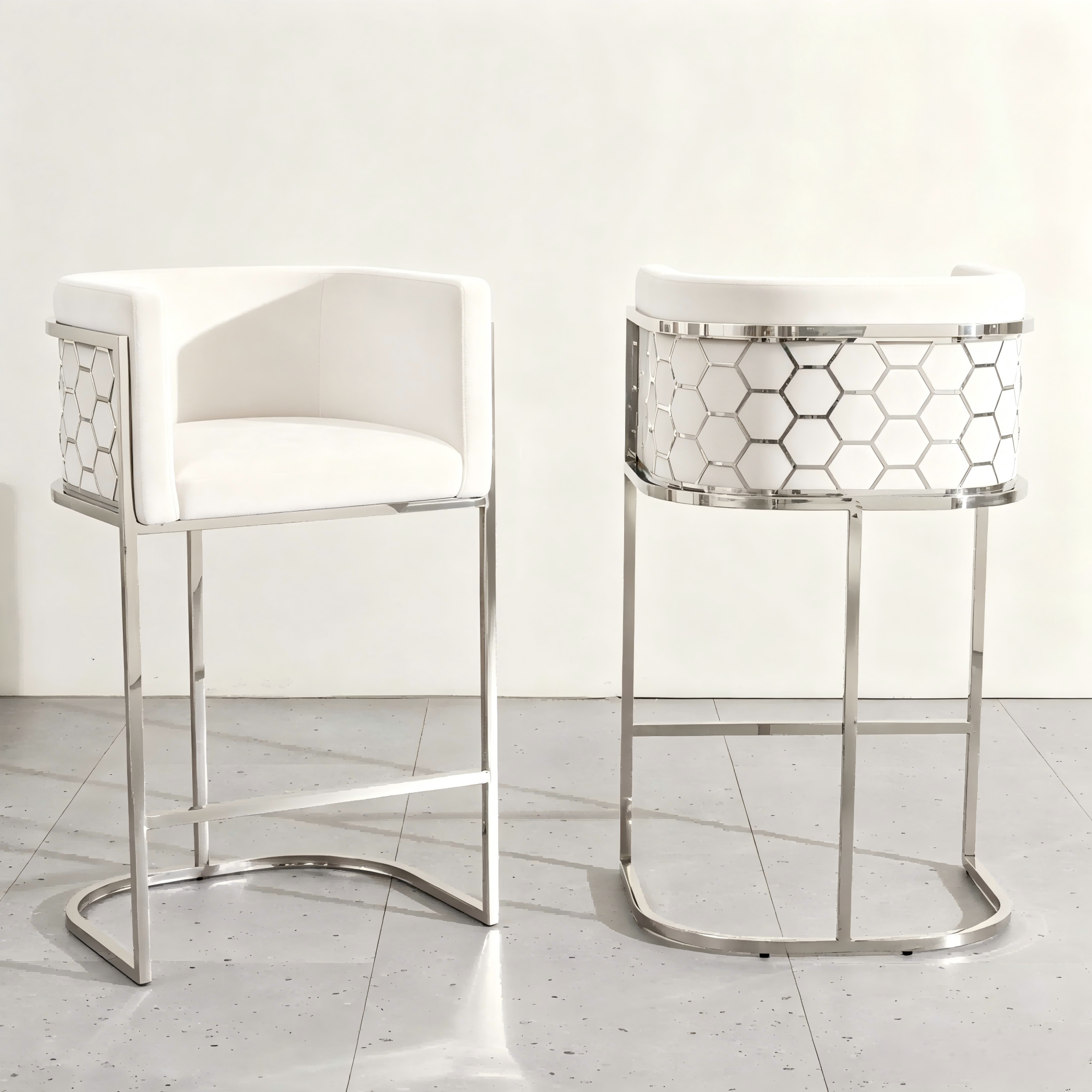 silver stainless steel bar stools, pu counter stools, modern bar chairs
