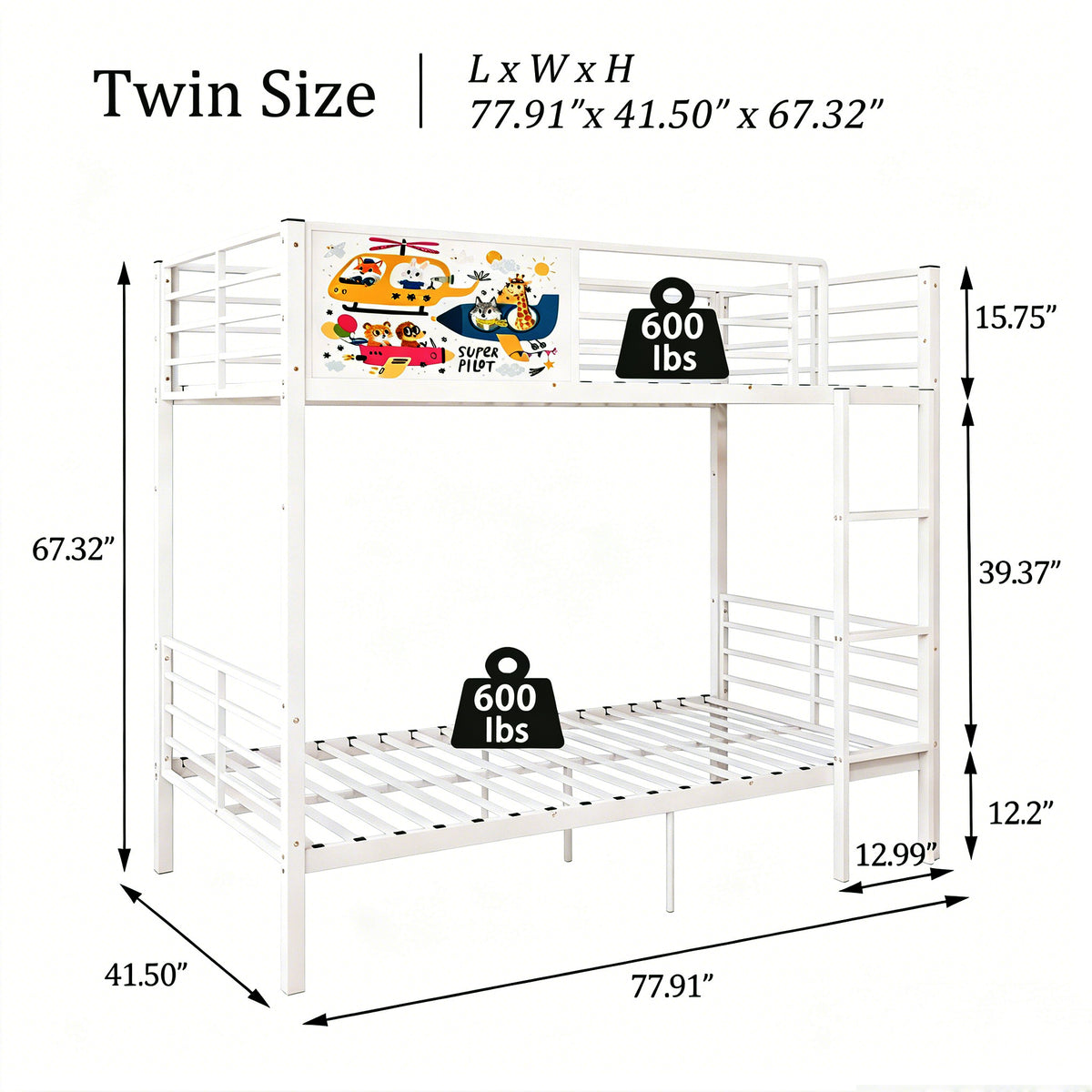 Metal Bunk Bed Frame Twin Size Beds