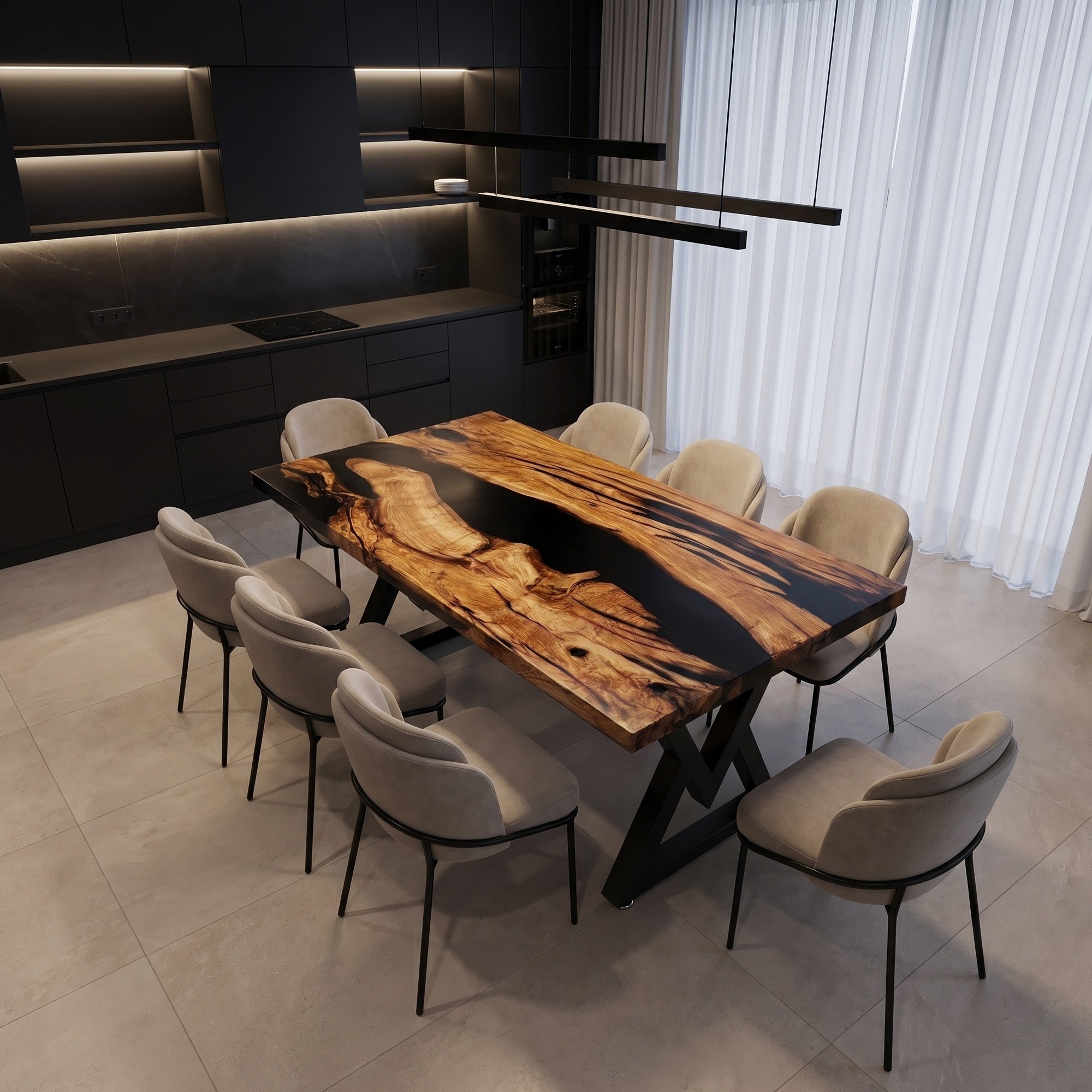 C1062 Olive Wood Resin Table