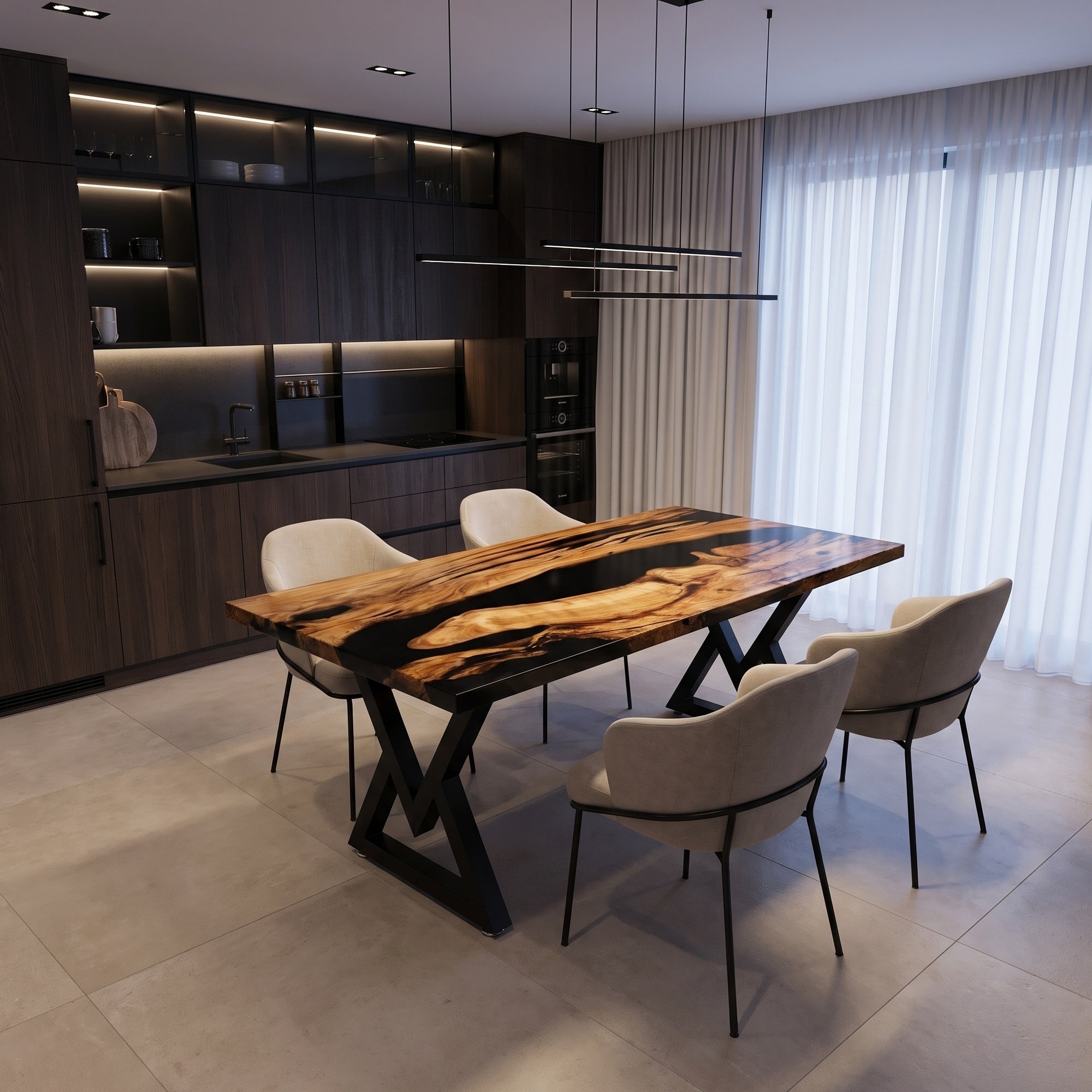 C1062 Olive Wood Resin Table