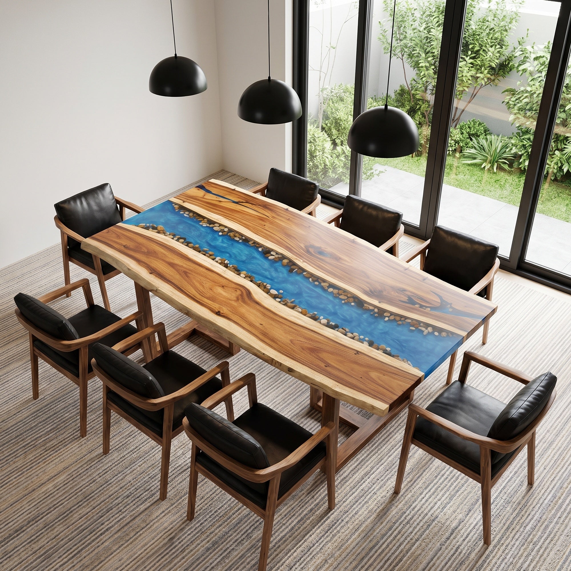 C1183 Walnut Epoxy Resin River Table