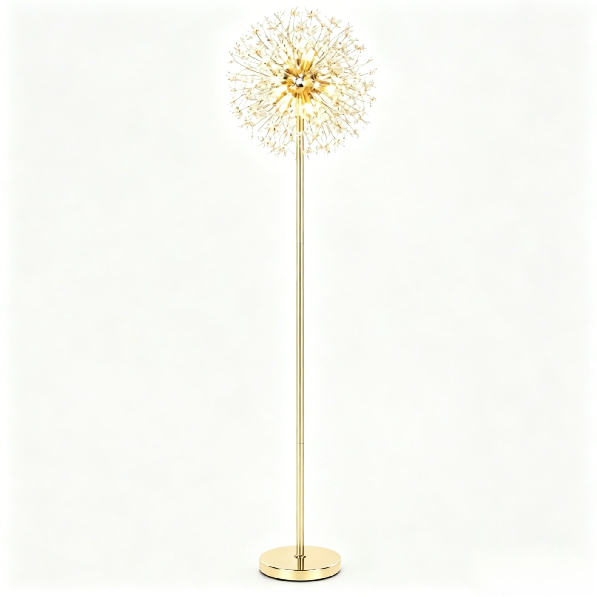 Nordic Luxury Crystal Dandelion Firework Floor Lamp, Creative Art Ambient Corner Light for Living Room Bedroom Home Decor