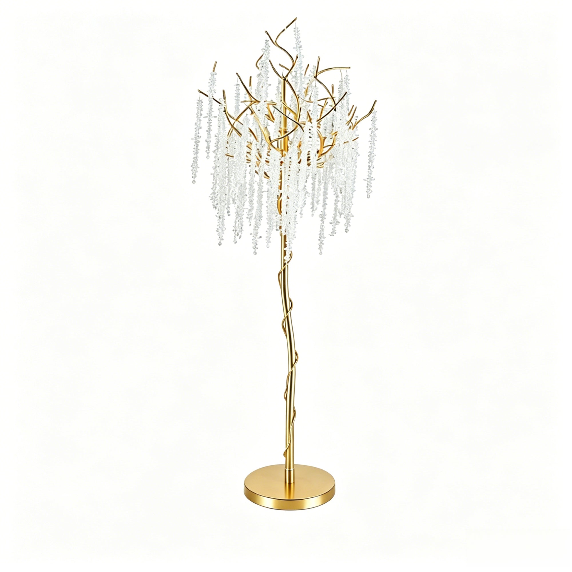 Postmodern Golden Crystal Branch Floor Lamp, Luxury Art Dimmable LED Ambient Light for Living Room Bedroom Home Decor