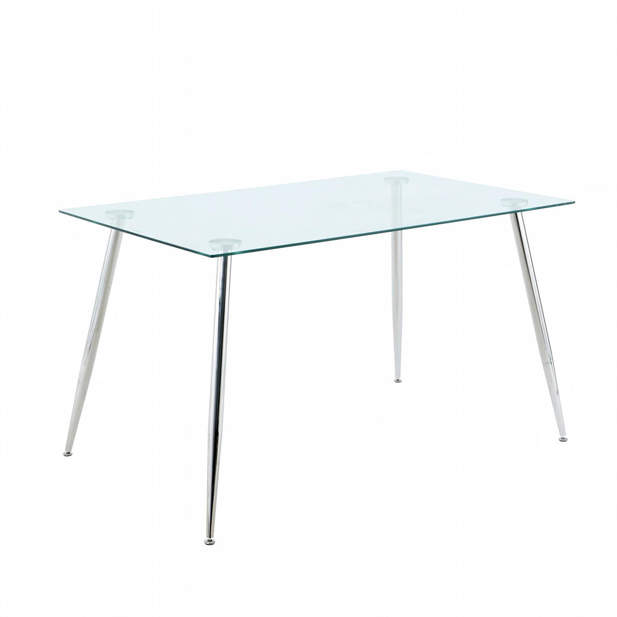 Modern Simple Rectangular Glass Dining Table, Solid Tempered Glass Tabletop-DT009