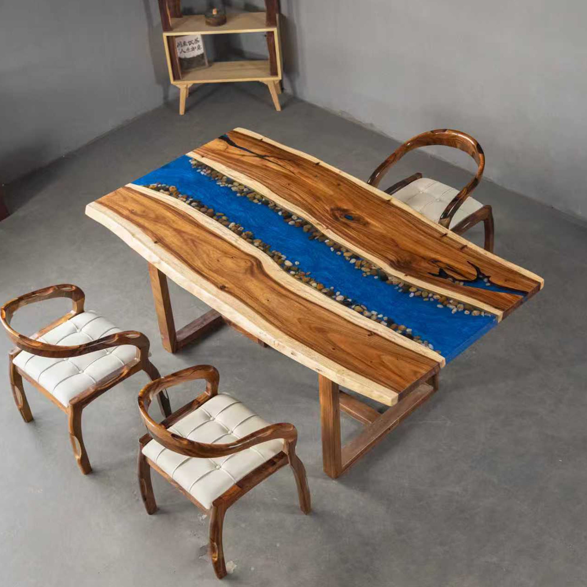C1183 Walnut Epoxy Resin River Table