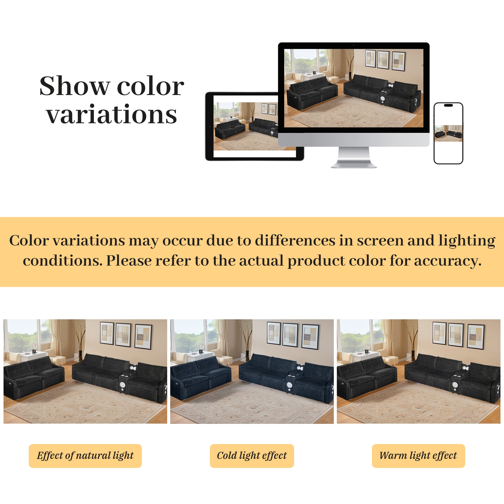 Black Electric Recliner Sofa Set