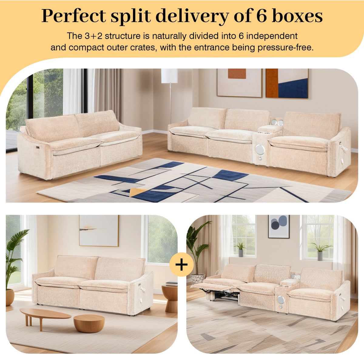 Brown Electric Recliner Sofa Set