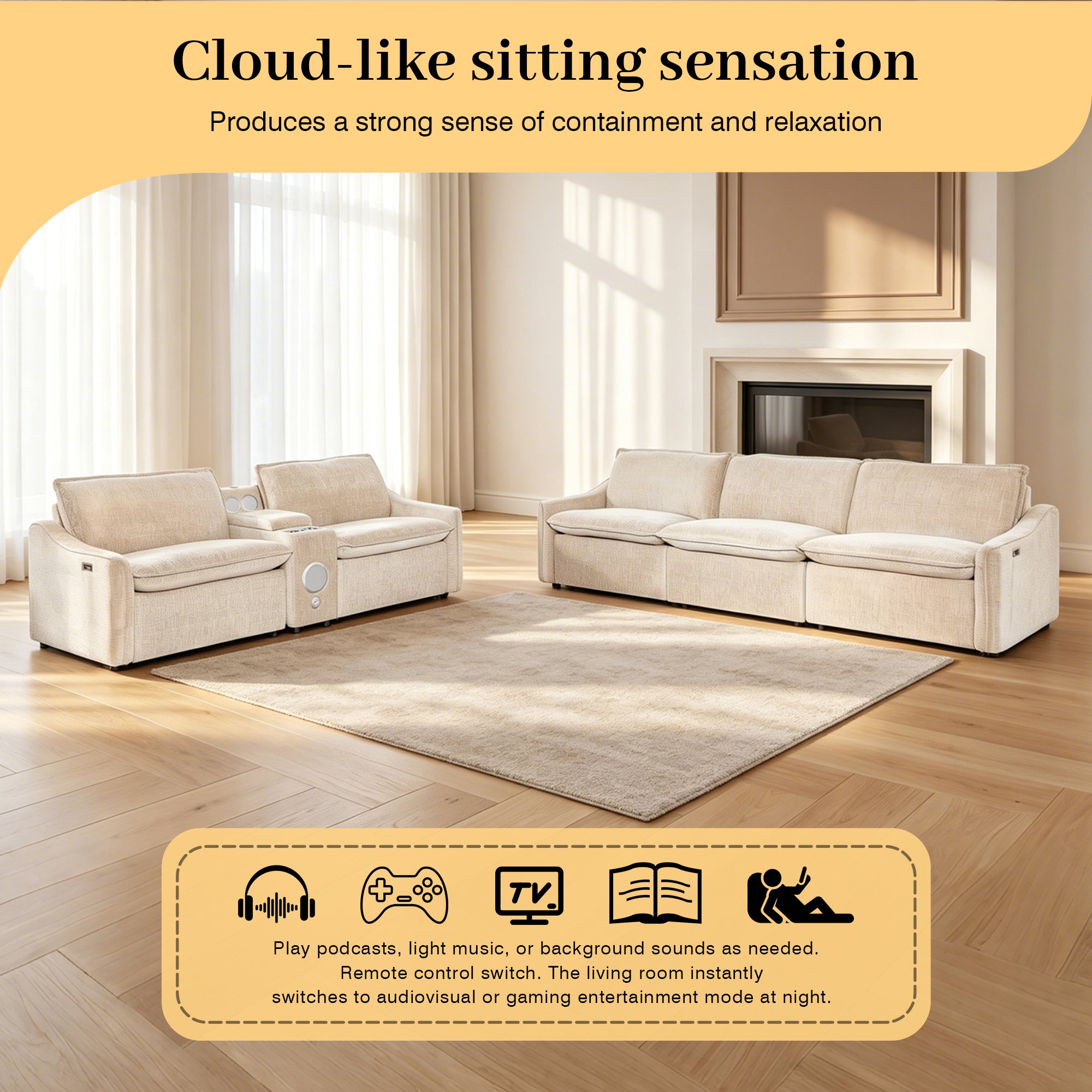 Brown Electric Recliner Sofa Set