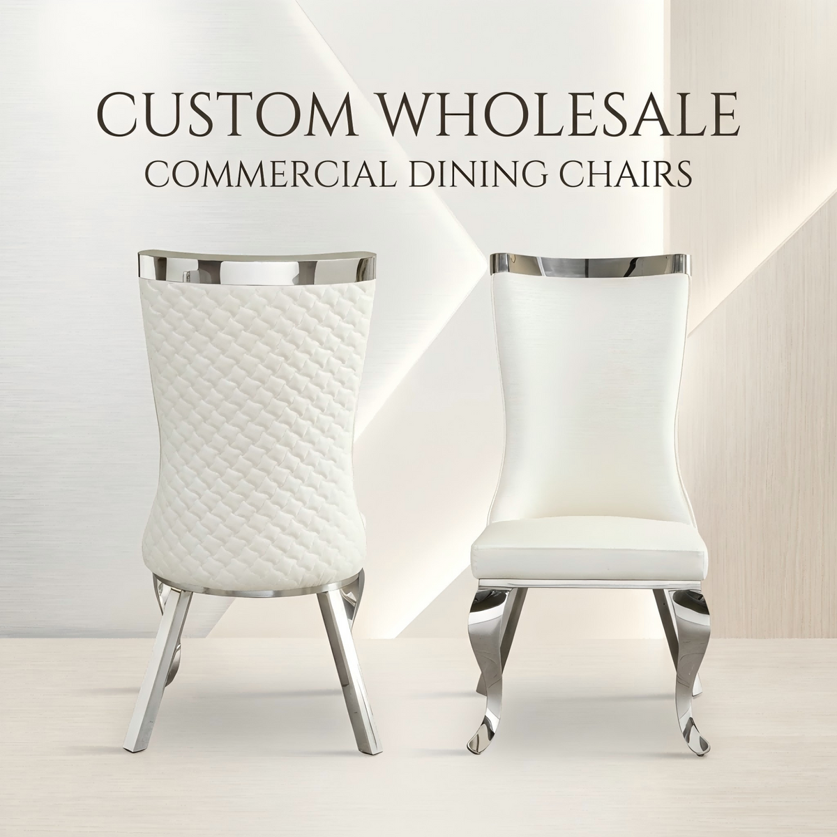silver stainless steel dining chairs, pu upholstered dining chairs, high back dining side chairs 4pcs/CTN