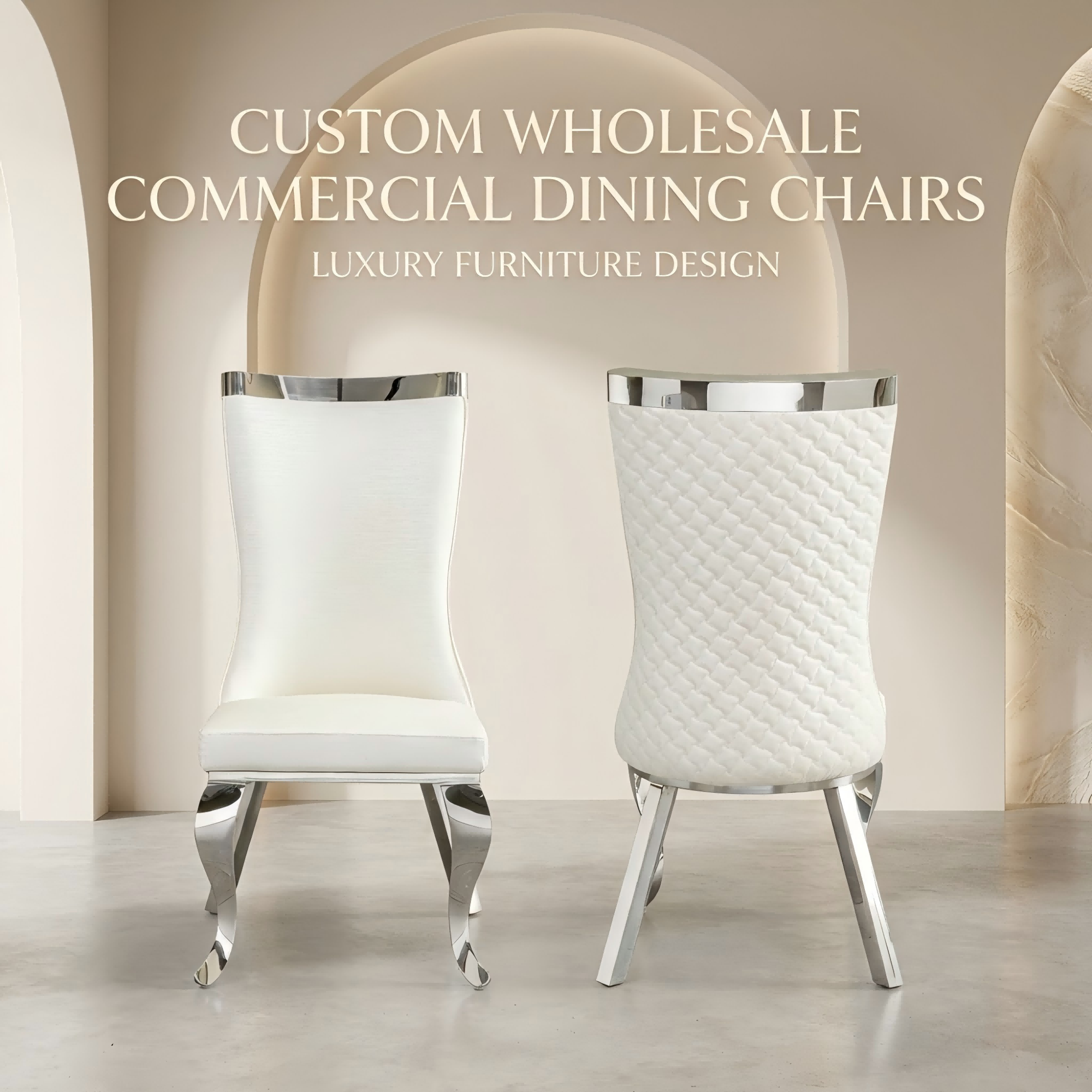 silver stainless steel dining chairs, pu upholstered dining chairs, high back dining side chairs