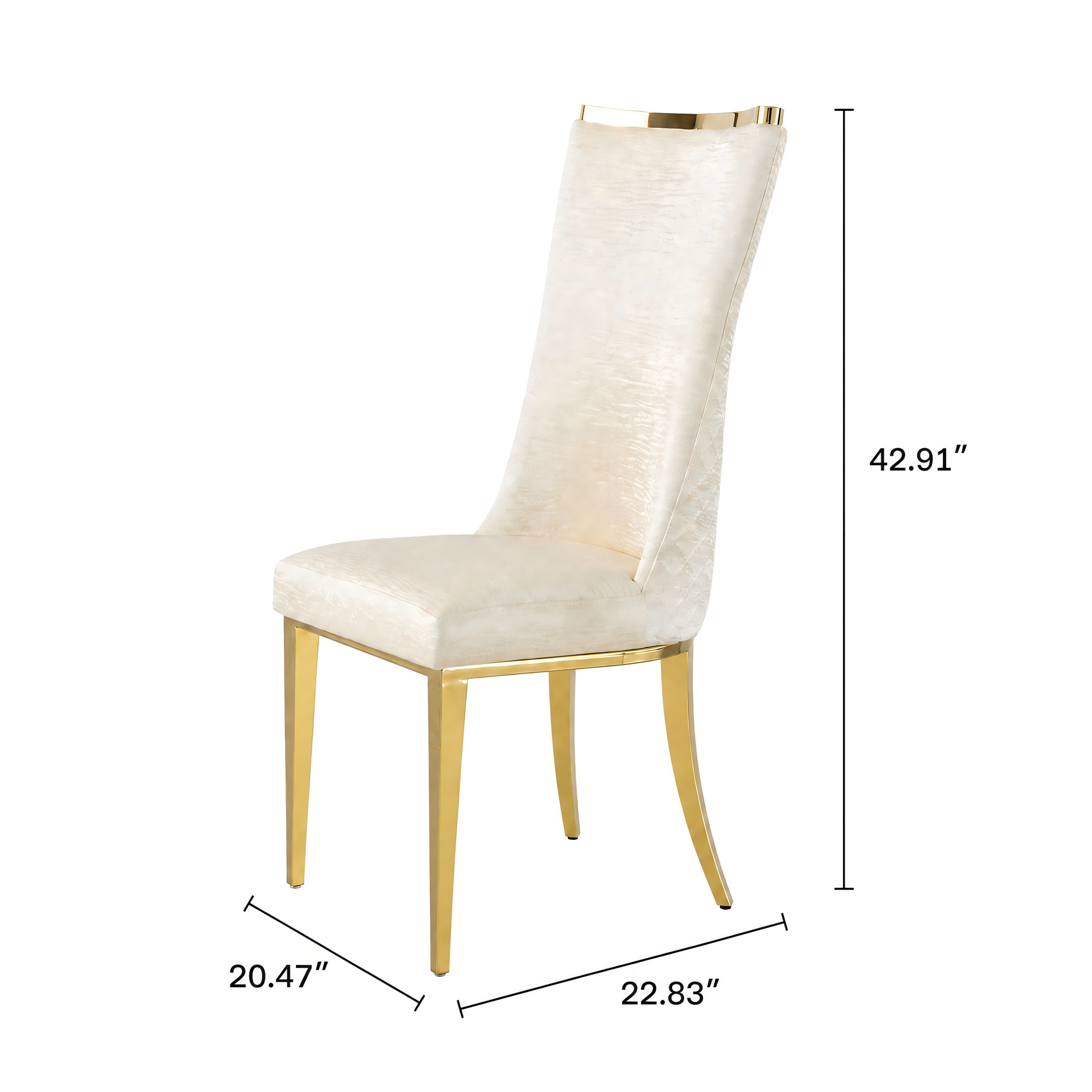 stainless steel dining chairs, high back upholstered dining chairs, cream pu leather dining chairs