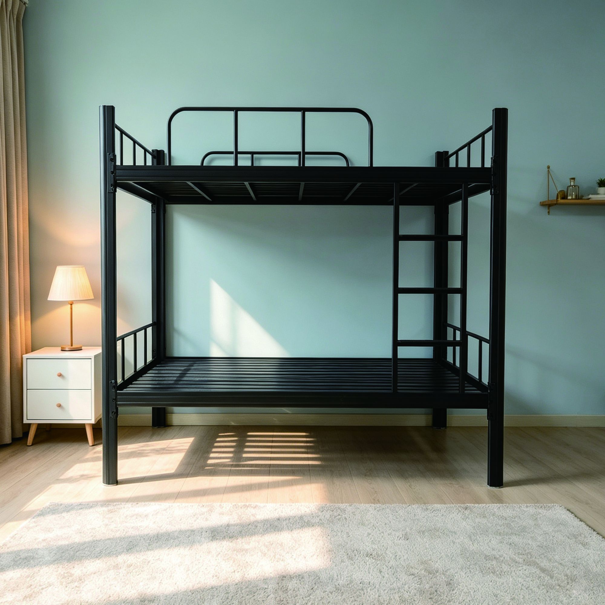 Affordable, easy-to-install, sturdy one-piece molded metal double-layer metal bed frame