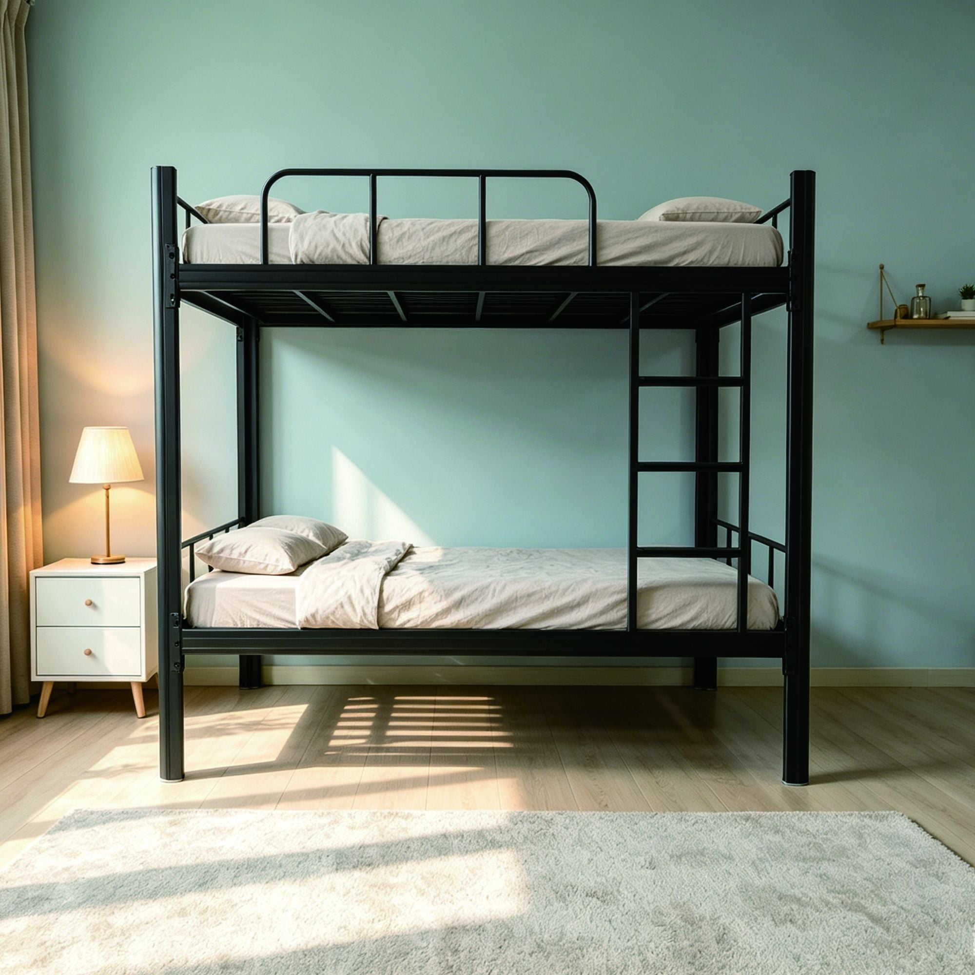 Affordable, easy-to-install, sturdy one-piece molded metal double-layer metal bed frame