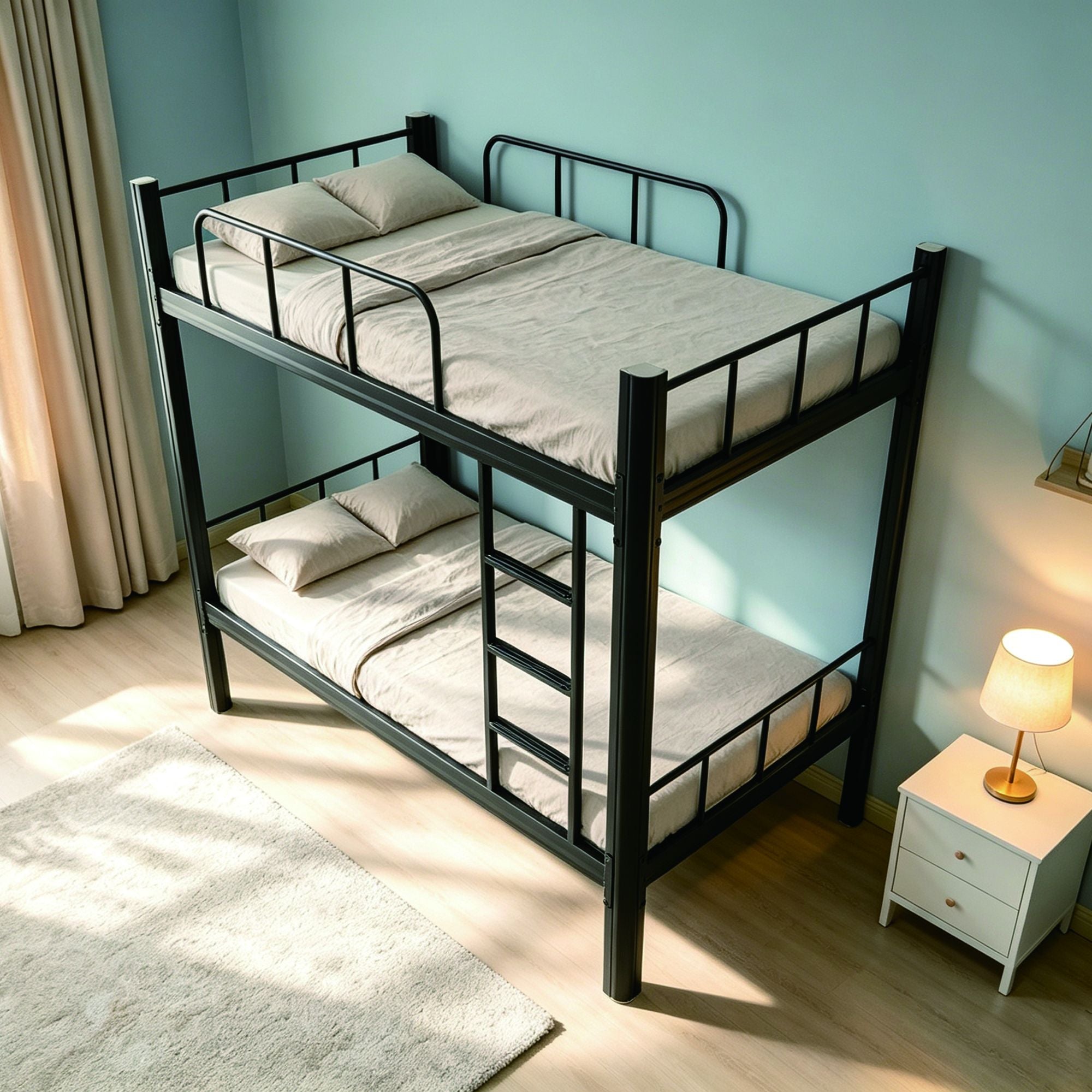 Affordable, easy-to-install, sturdy one-piece molded metal double-layer metal bed frame