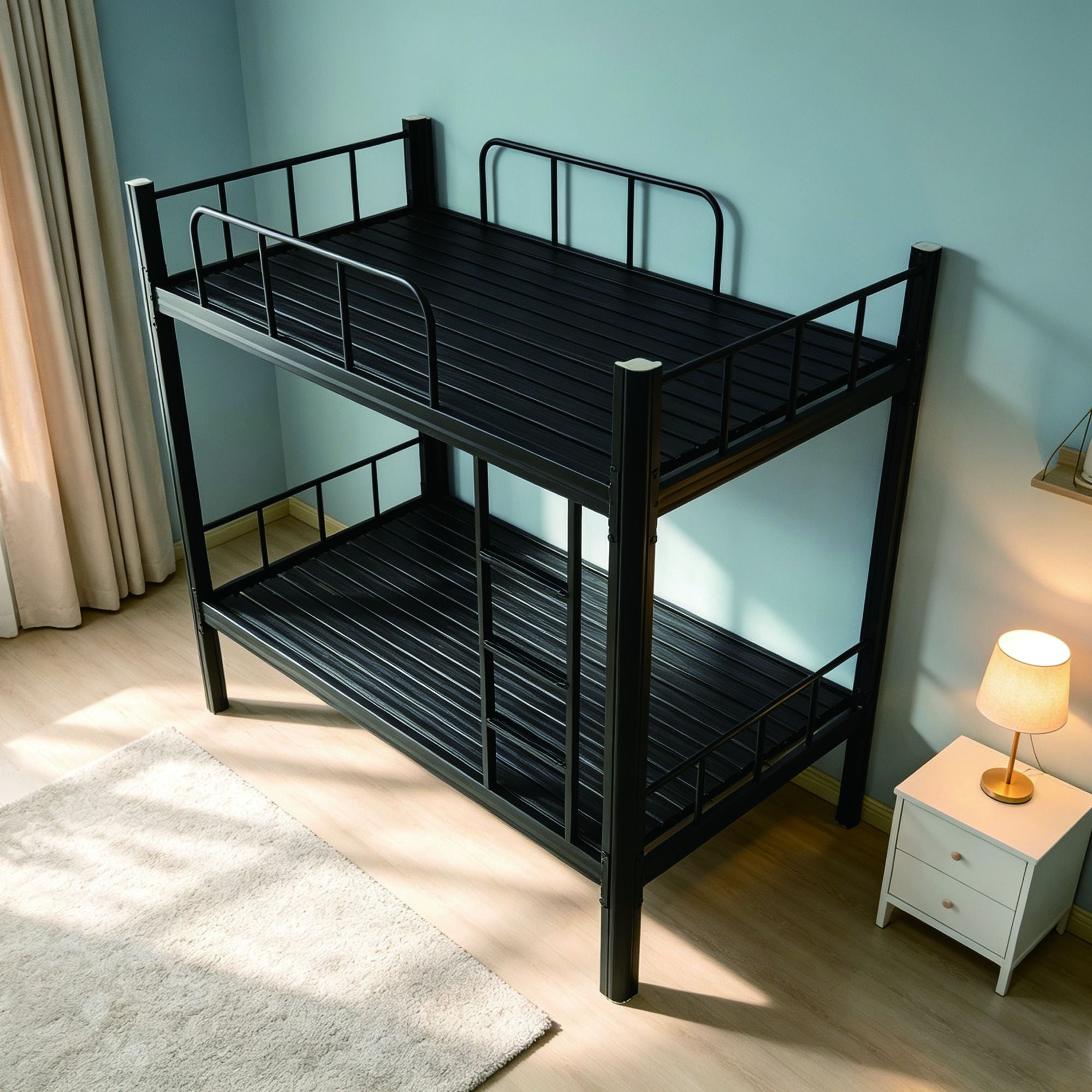 Affordable, easy-to-install, sturdy one-piece molded metal double-layer metal bed frame