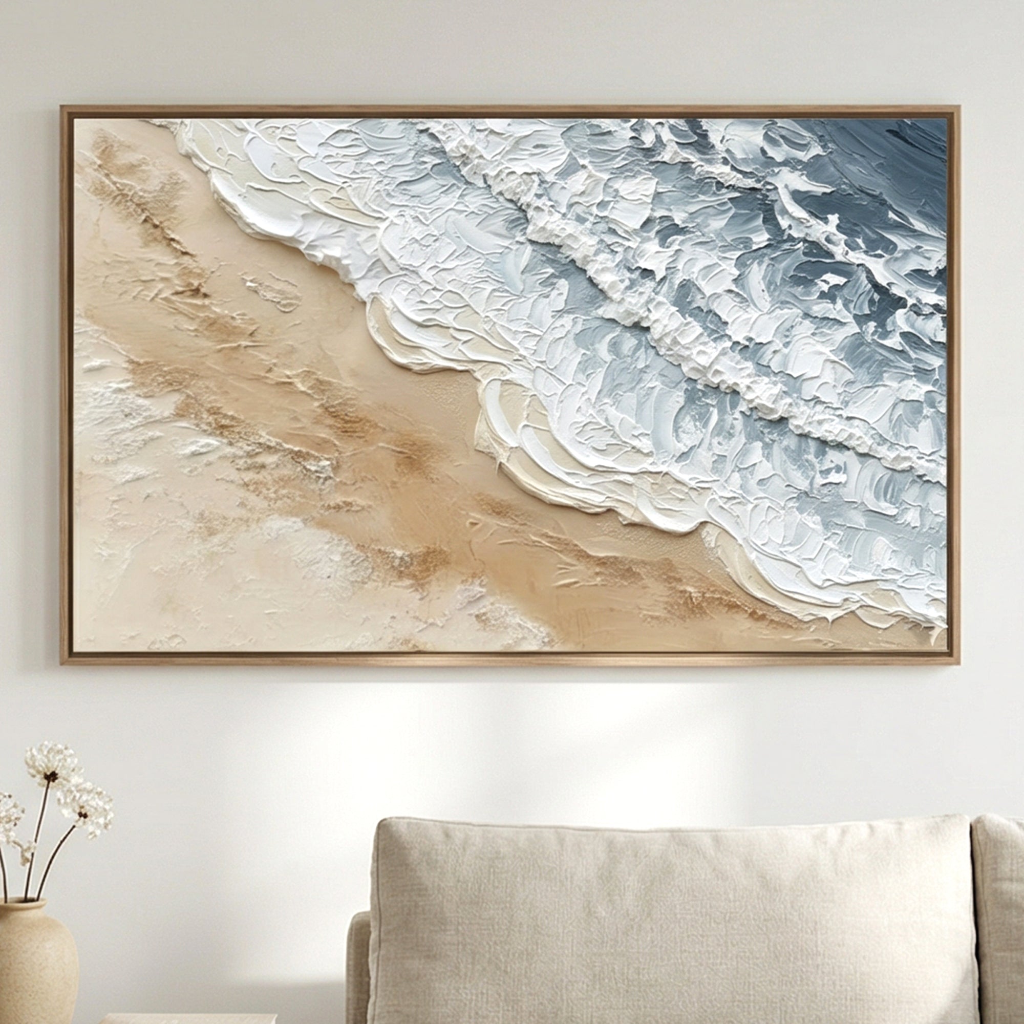 Pure Handmade Textured Impasto Beach Seascape Oil Painting