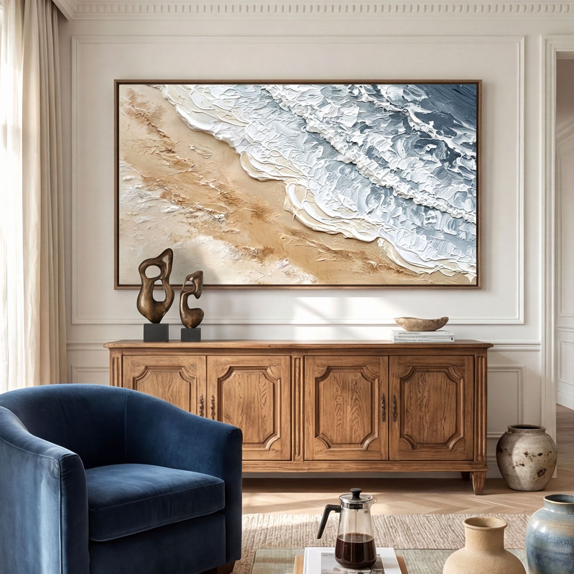 Pure Handmade Textured Impasto Beach Seascape Oil Painting