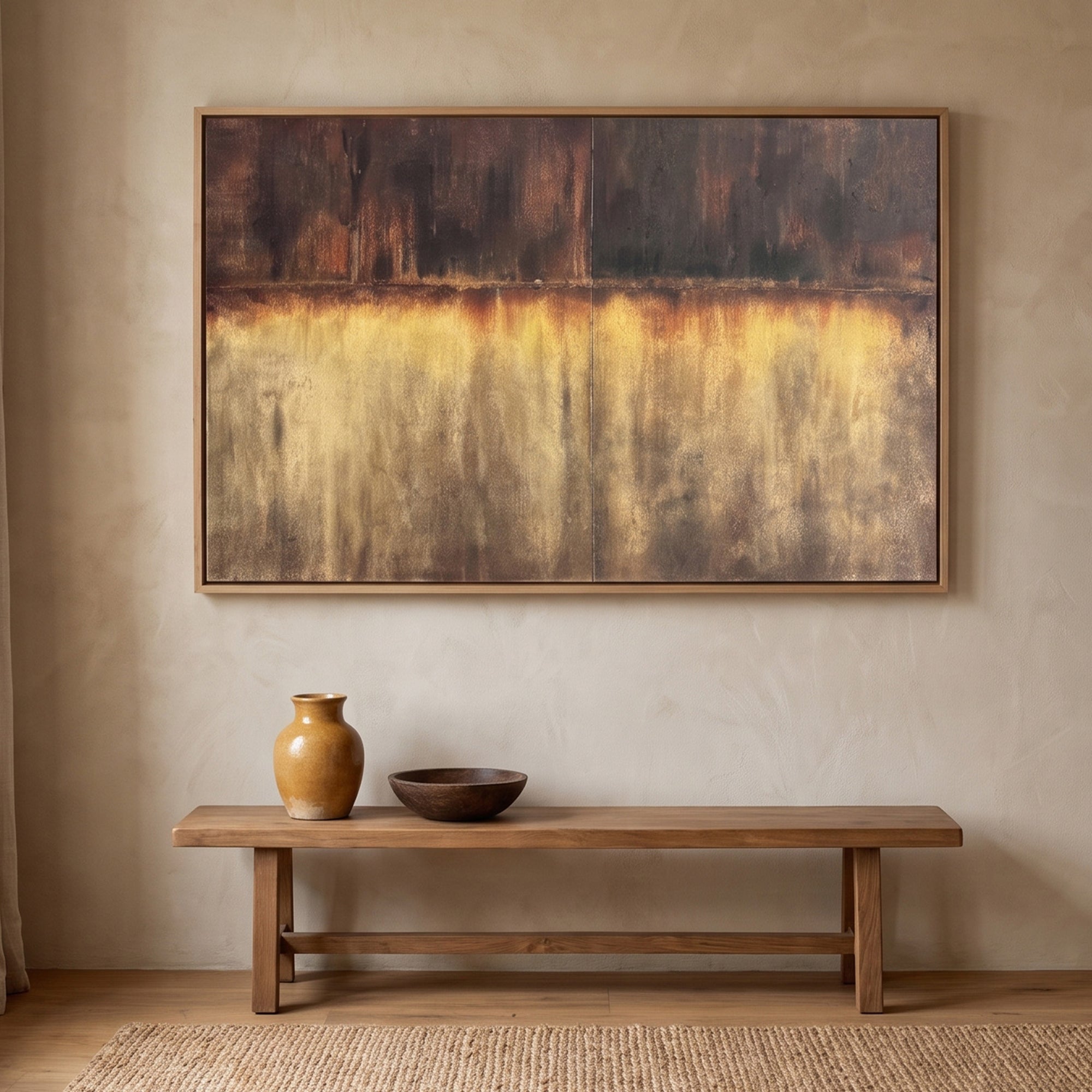 Pure Handmade Brown Textured Abstract Oil Painting