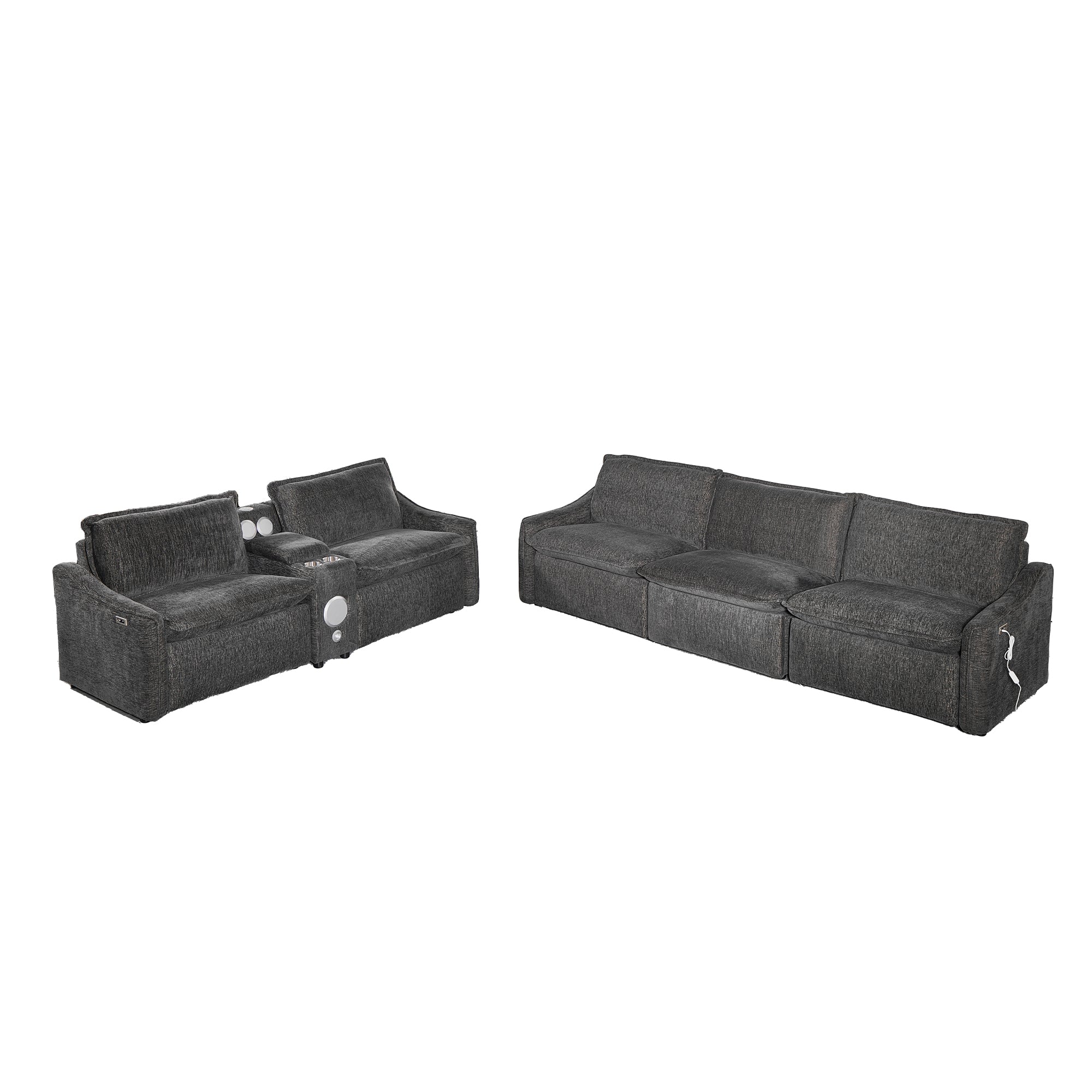 Grey Electric Recliner Sofa Set