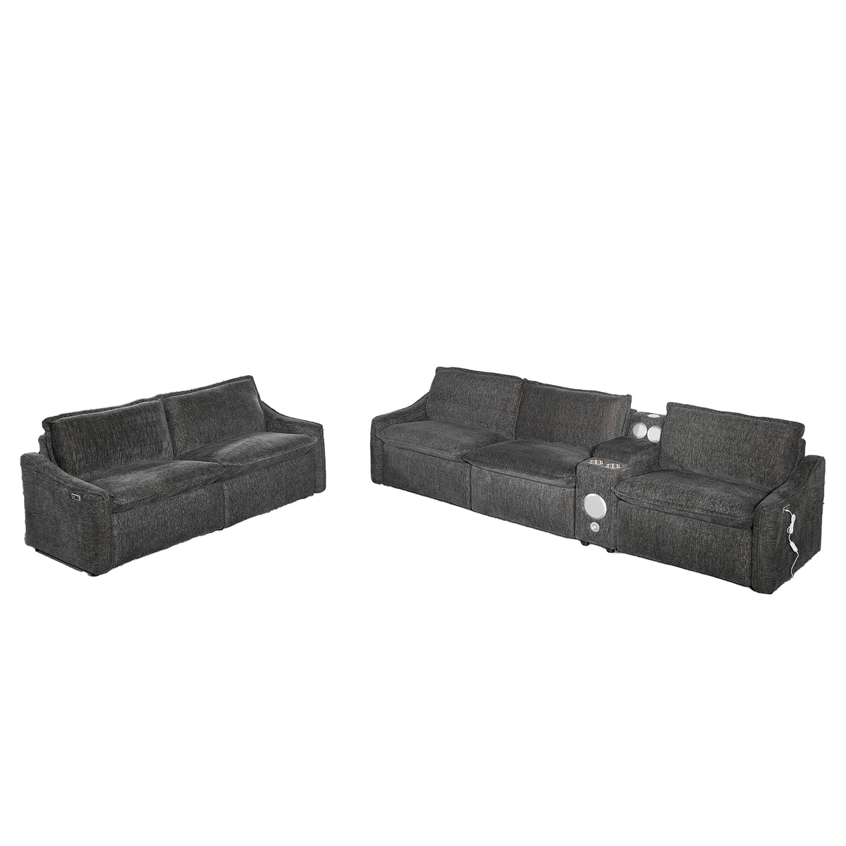 Grey Electric Recliner Sofa Set