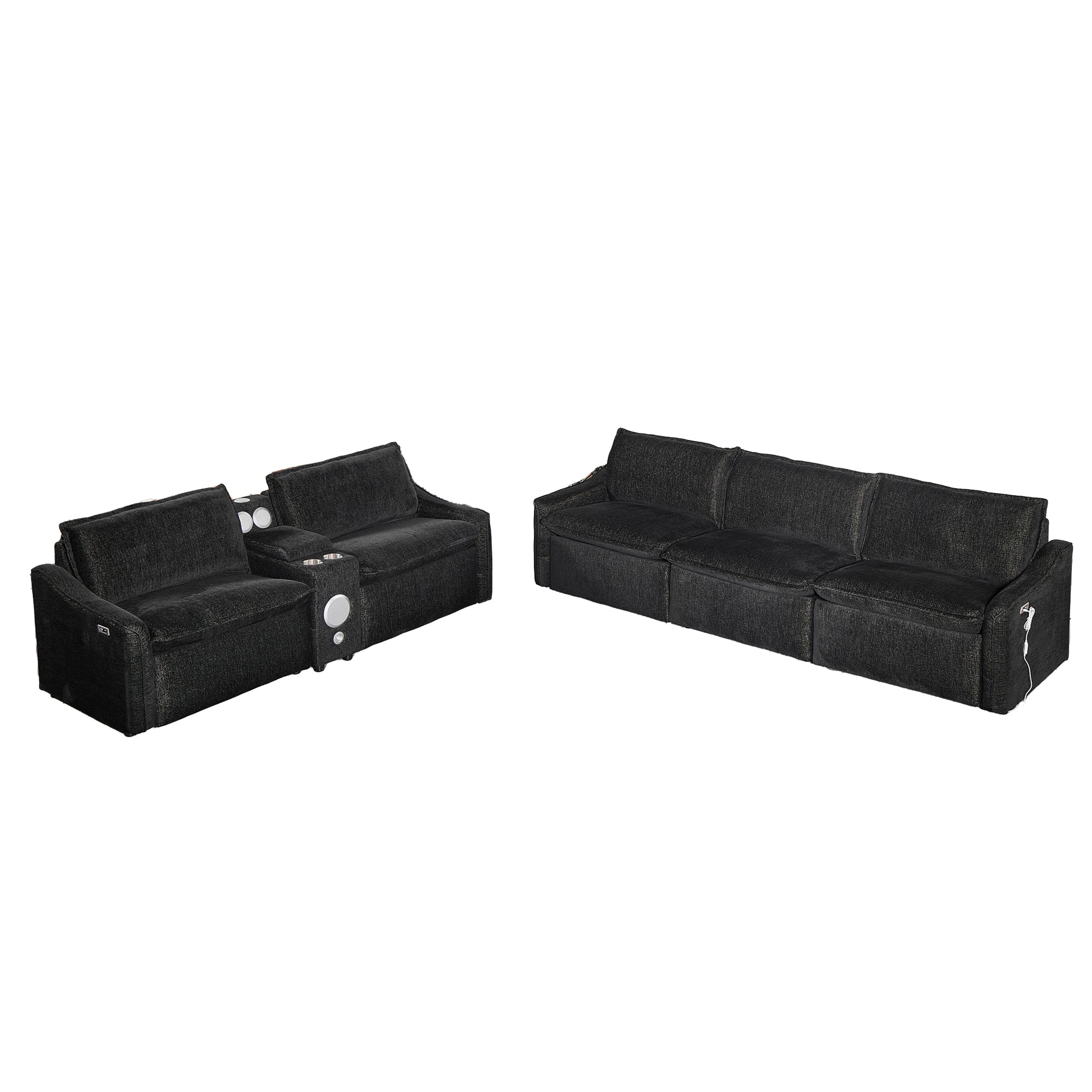 Black Electric Recliner Sofa Set