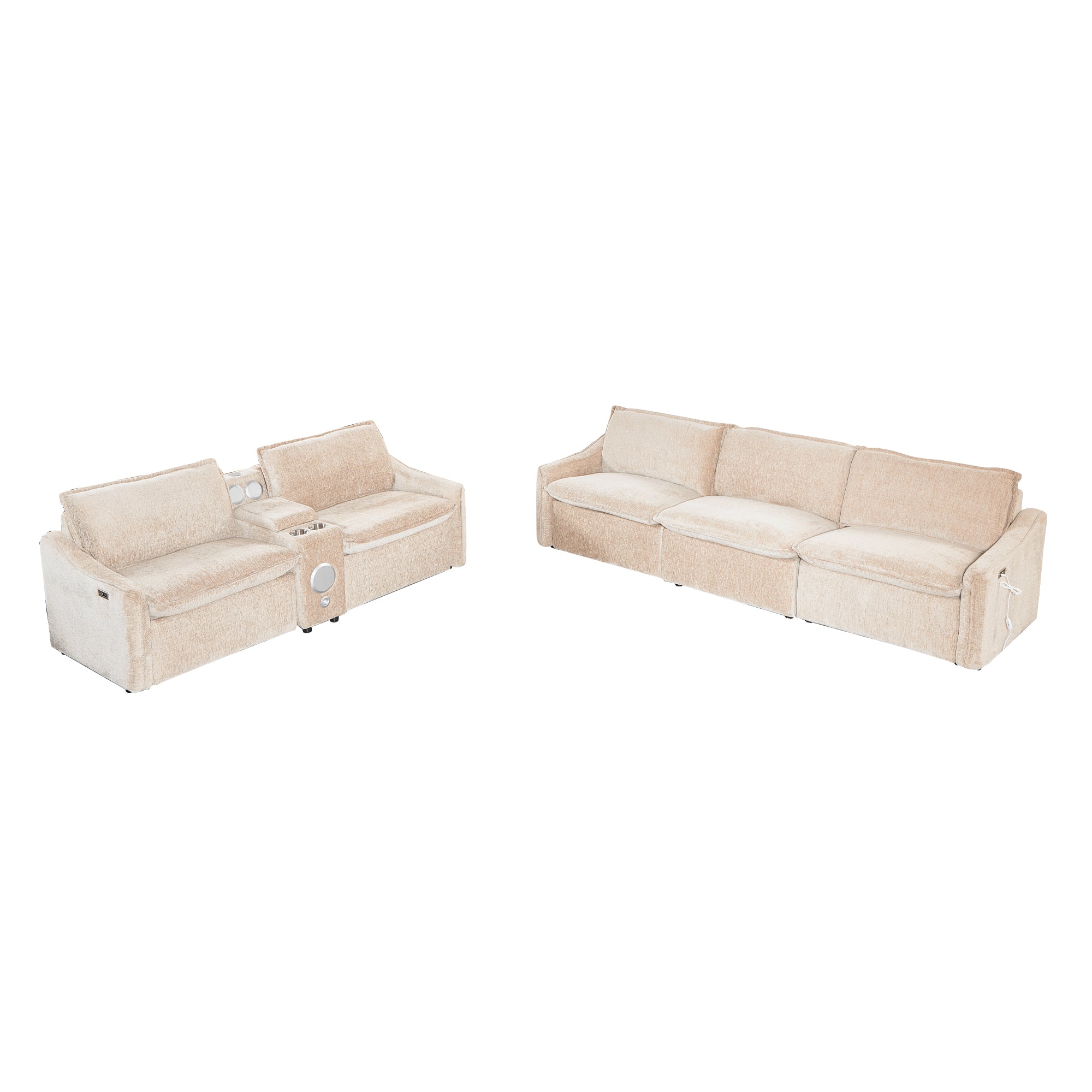 Brown Electric Recliner Sofa Set