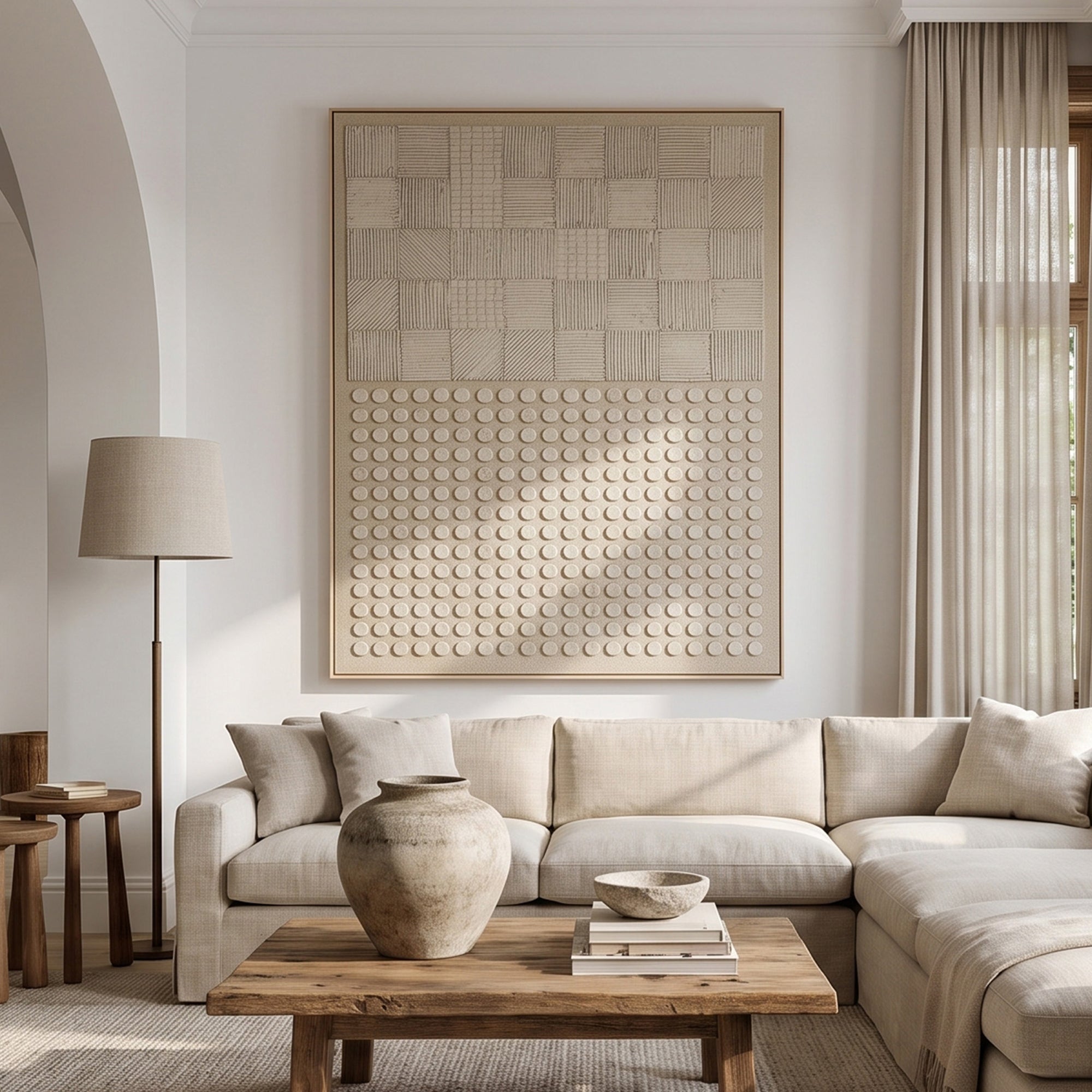 Pure Handmade Cream Neutral Textured Abstract Minimalist Canvas Art