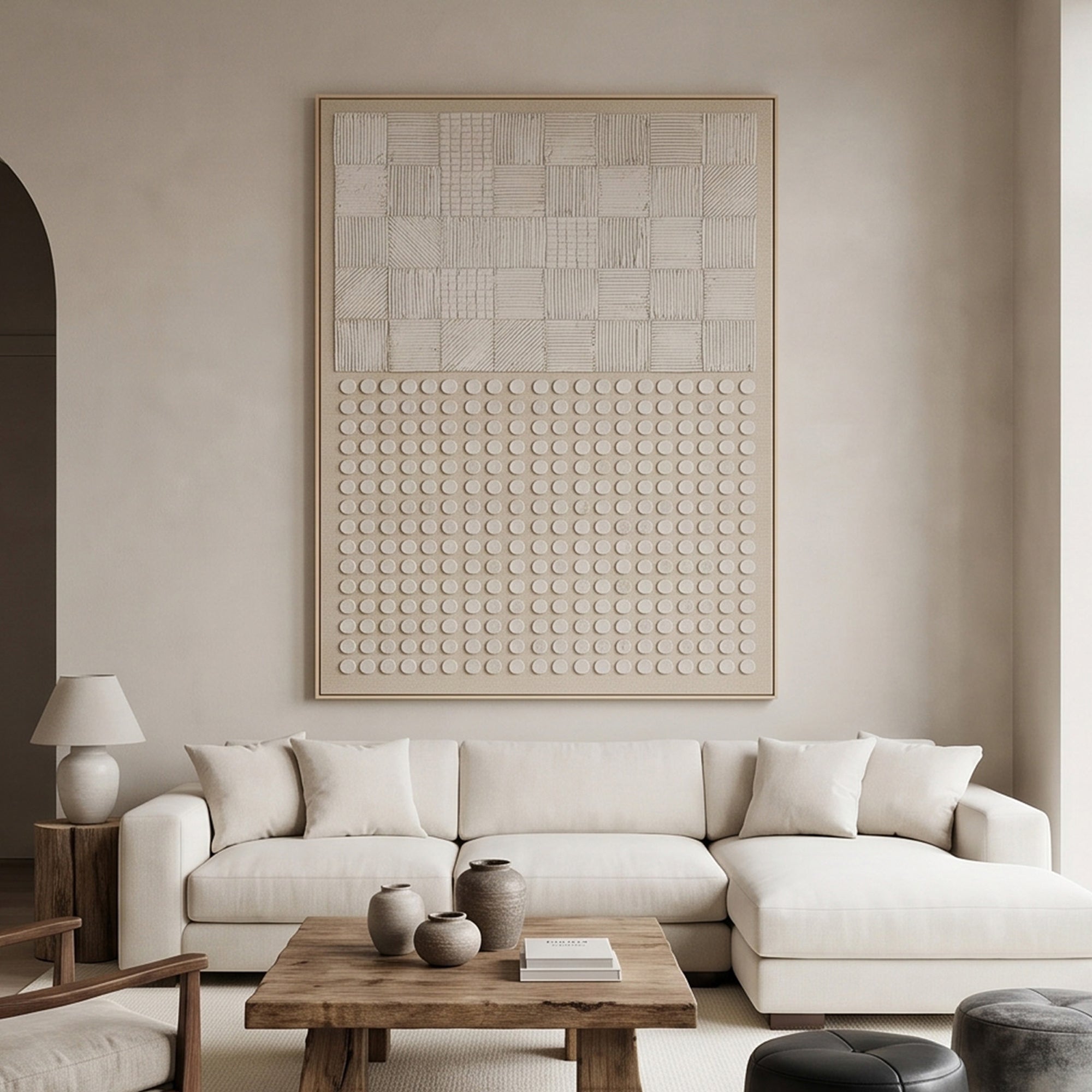 Pure Handmade Cream Neutral Textured Abstract Minimalist Canvas Art