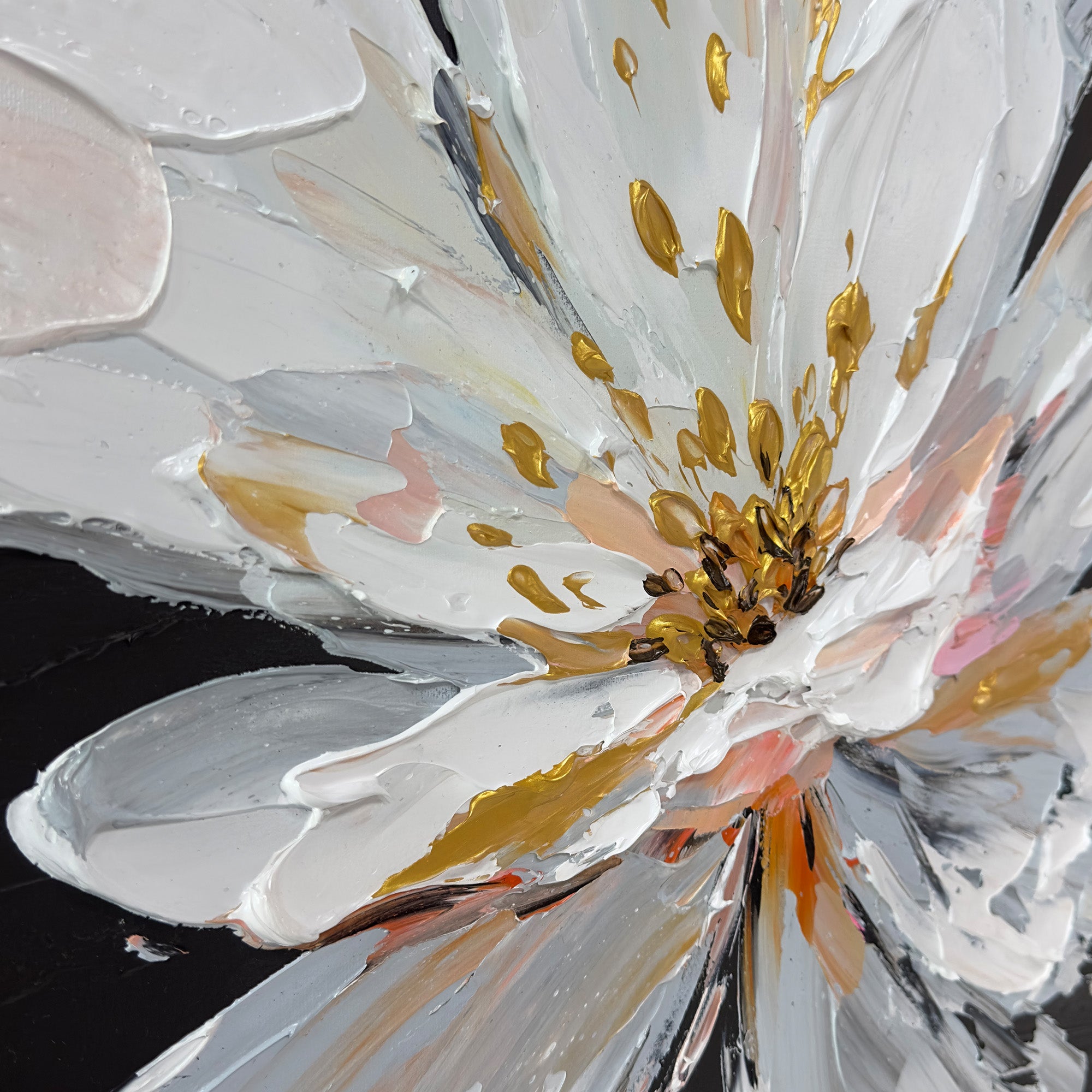 Pure Hand Painted Abstract Oil Painting of Magnolia Flower, Floral Canvas Wall Art for Home Decor