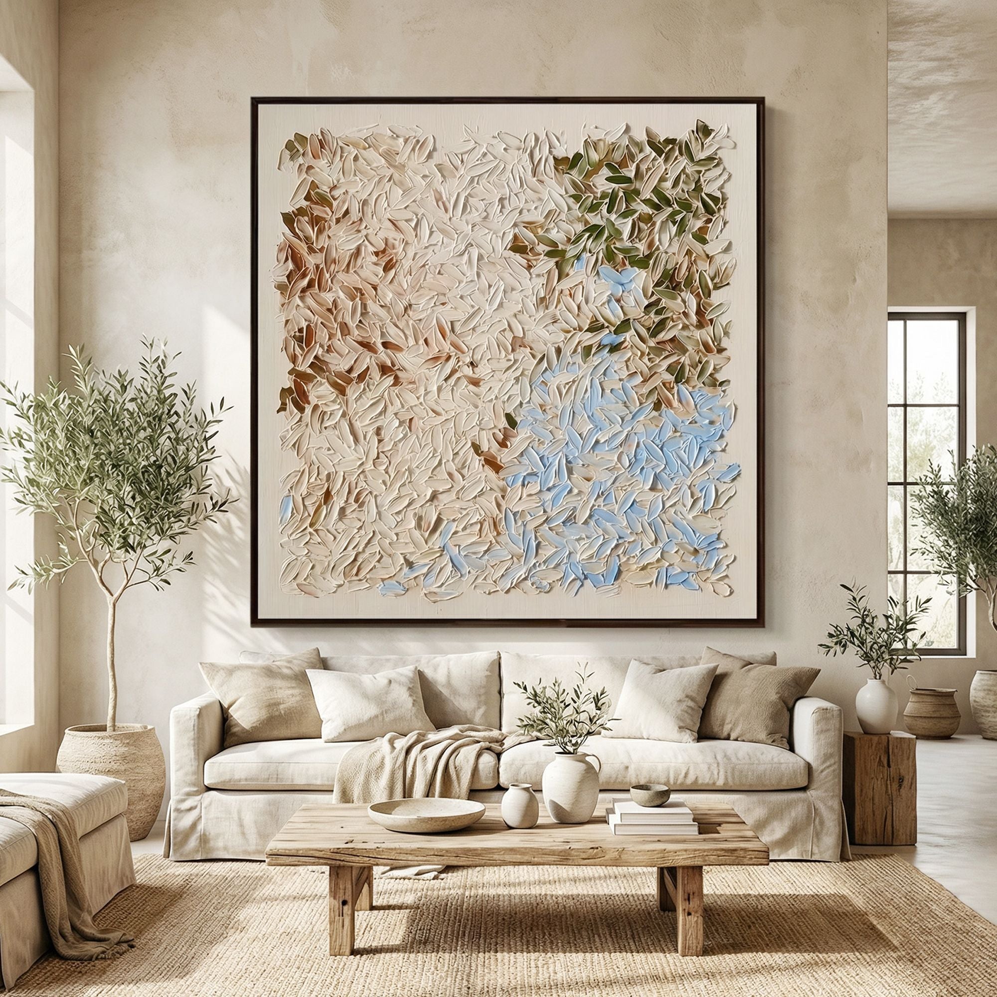 Handmade 3D Textured Earth Tone Abstract Canvas