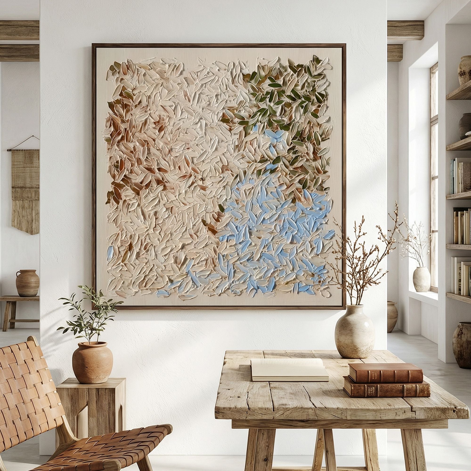 Handmade 3D Textured Earth Tone Abstract Canvas