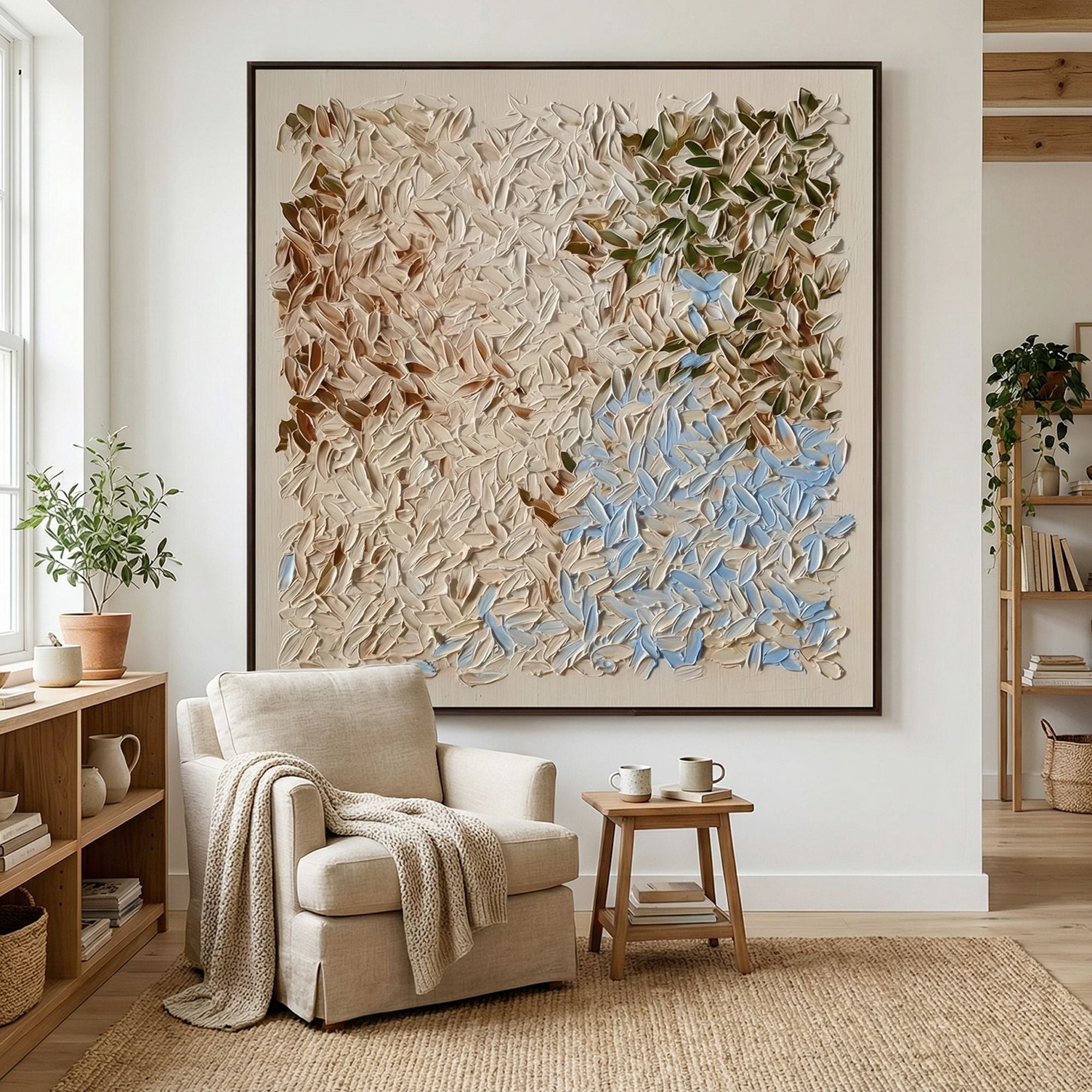 Handmade 3D Textured Earth Tone Abstract Canvas