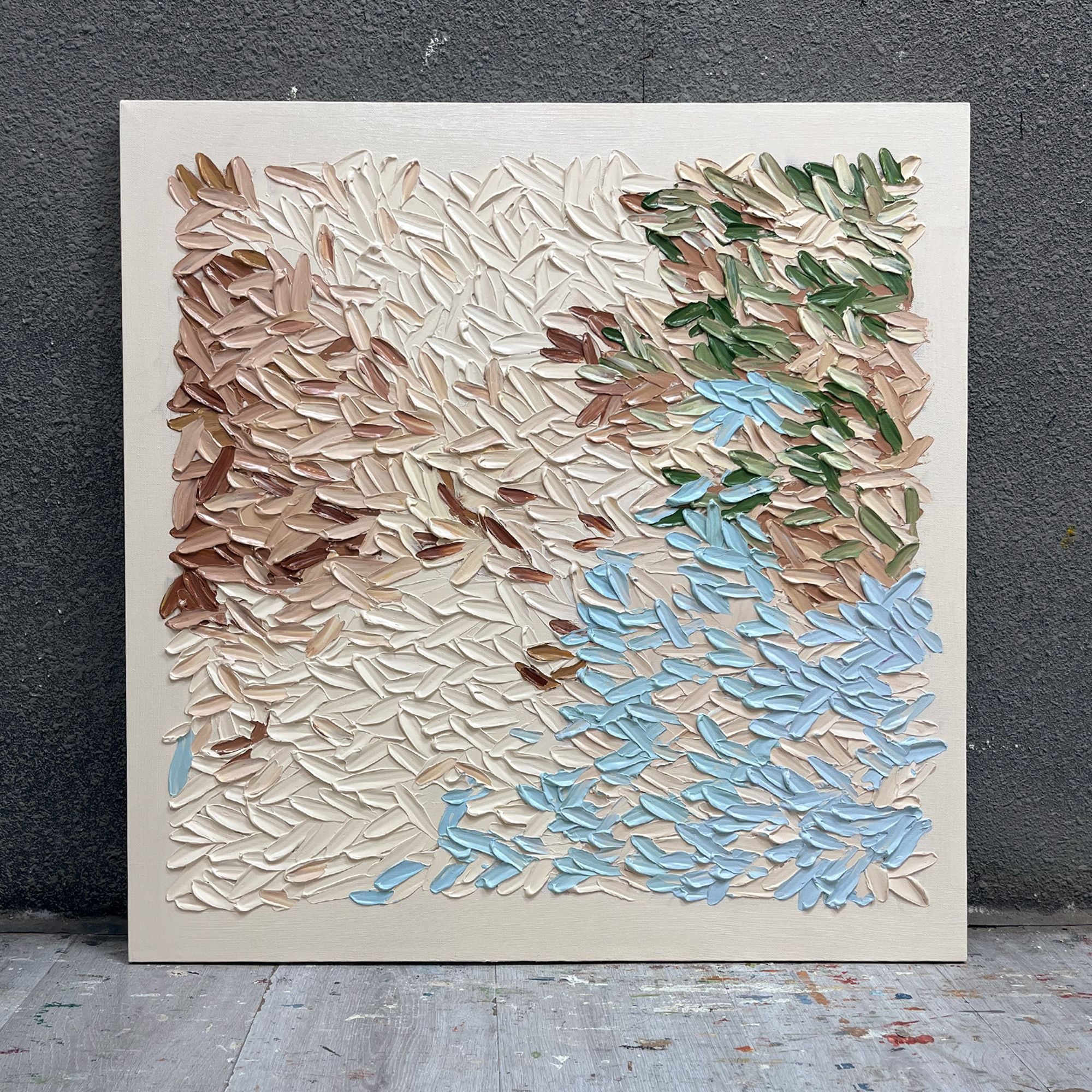 Handmade 3D Textured Earth Tone Abstract Canvas