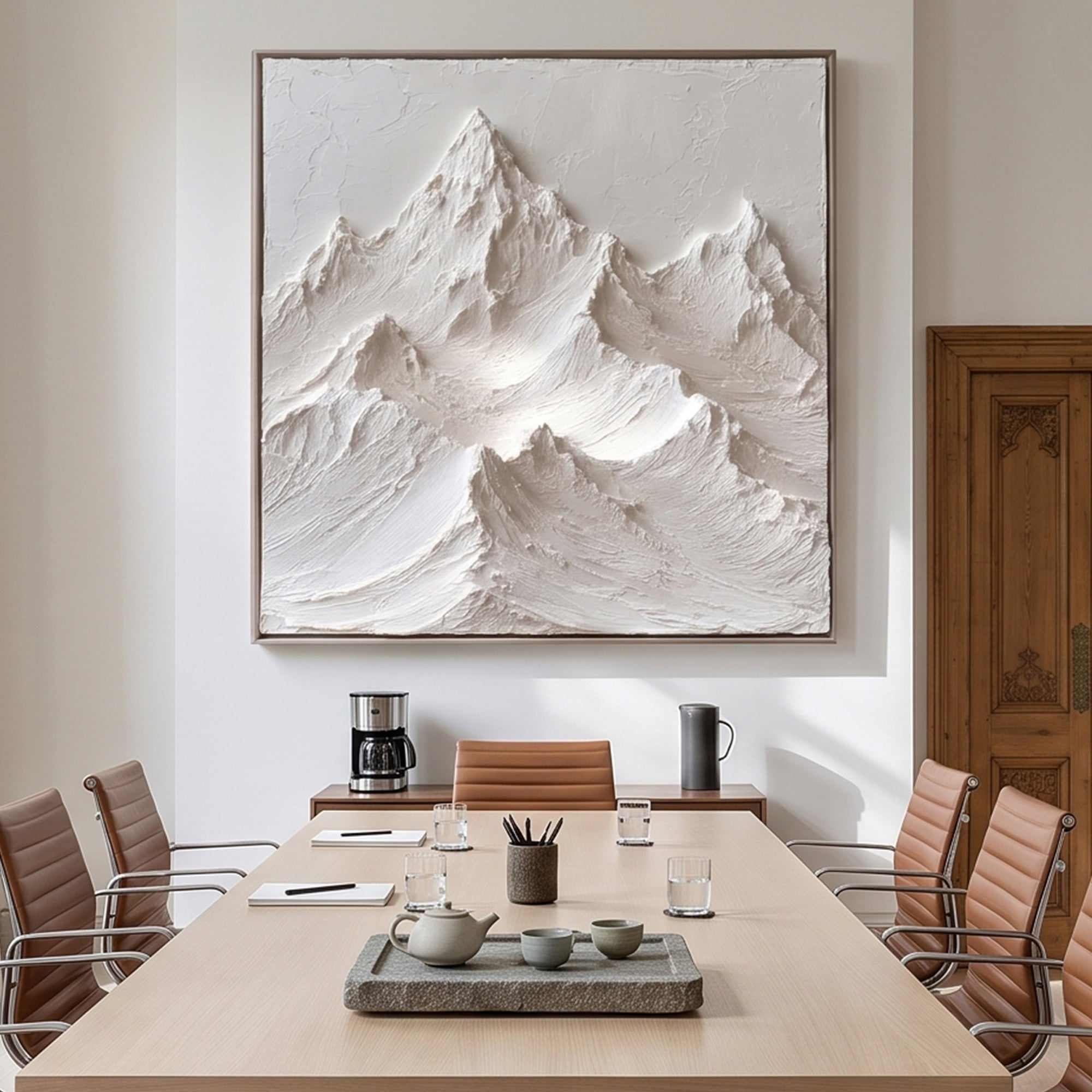 Handmade Monochrome Mountain 3D Relief Landscape Canvas Decor