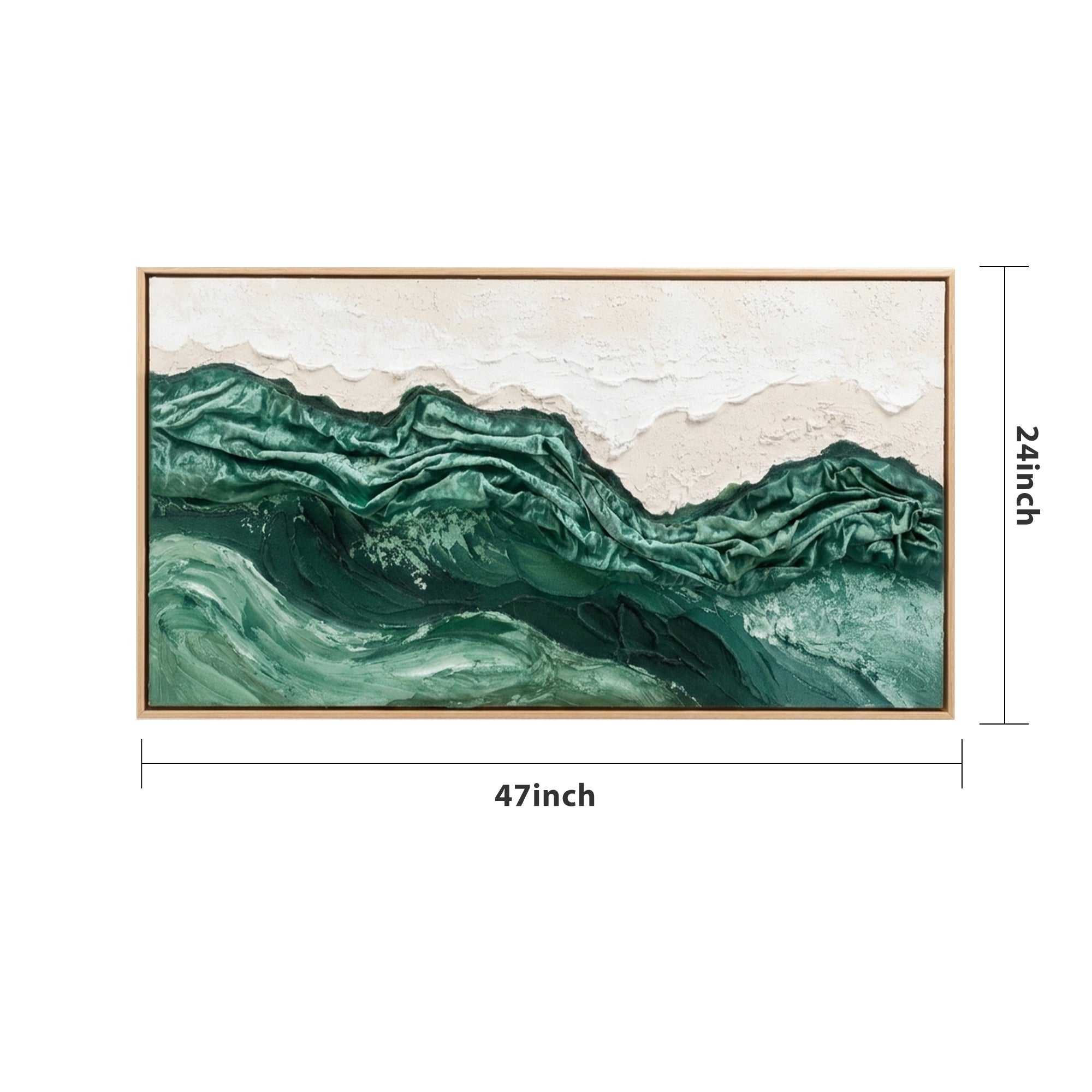 Pure Handmade Abstract Green Textured Ocean Wave Linen Canvas Oil Painting