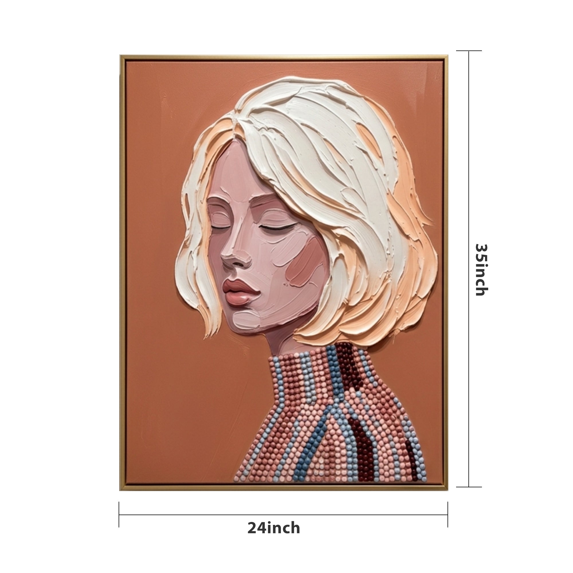Thick Impasto Oil Painting Abstract Female PortraitModern Home Decor Artwork