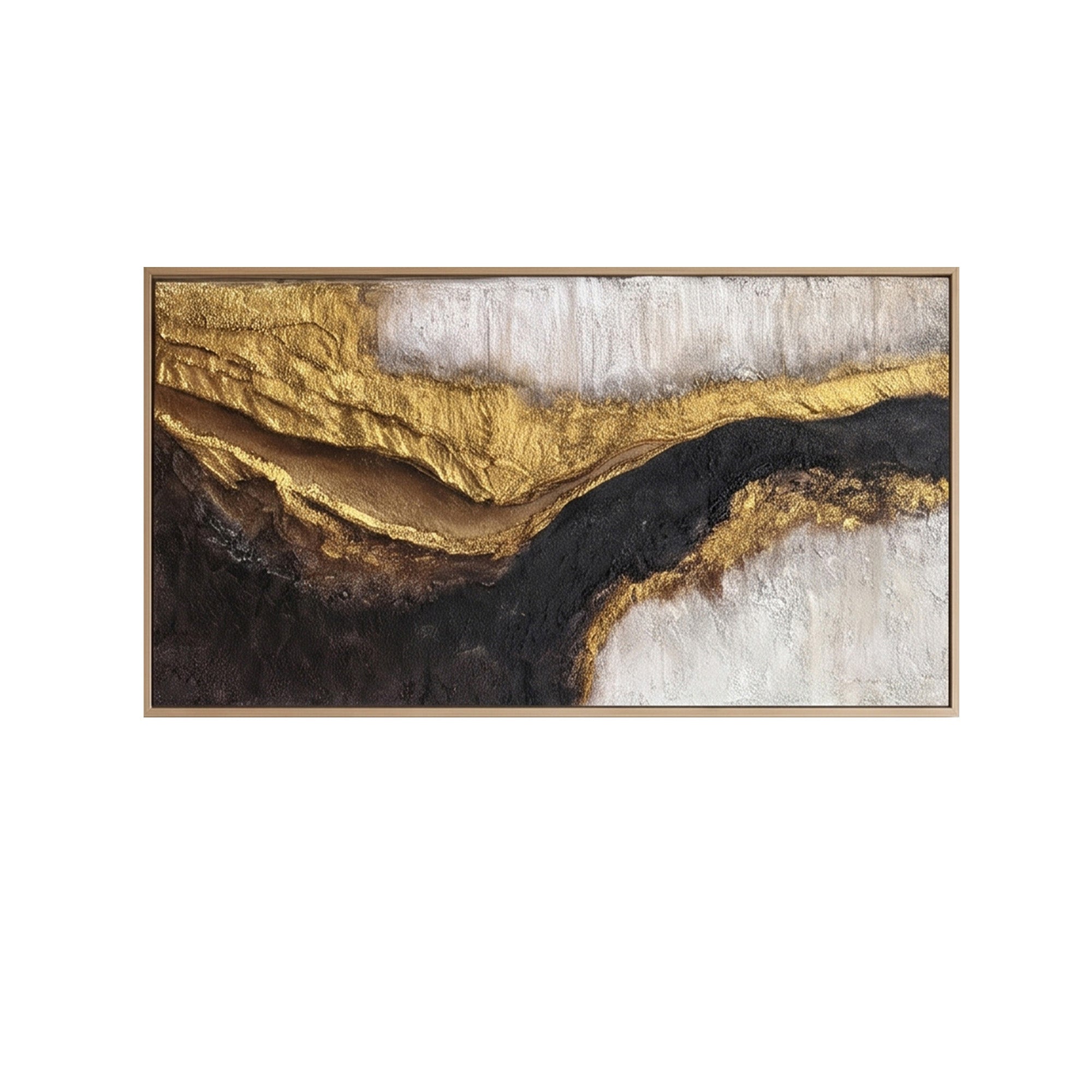 Pure Handmade Brown Gold Abstract Textured Linen Oil Painting