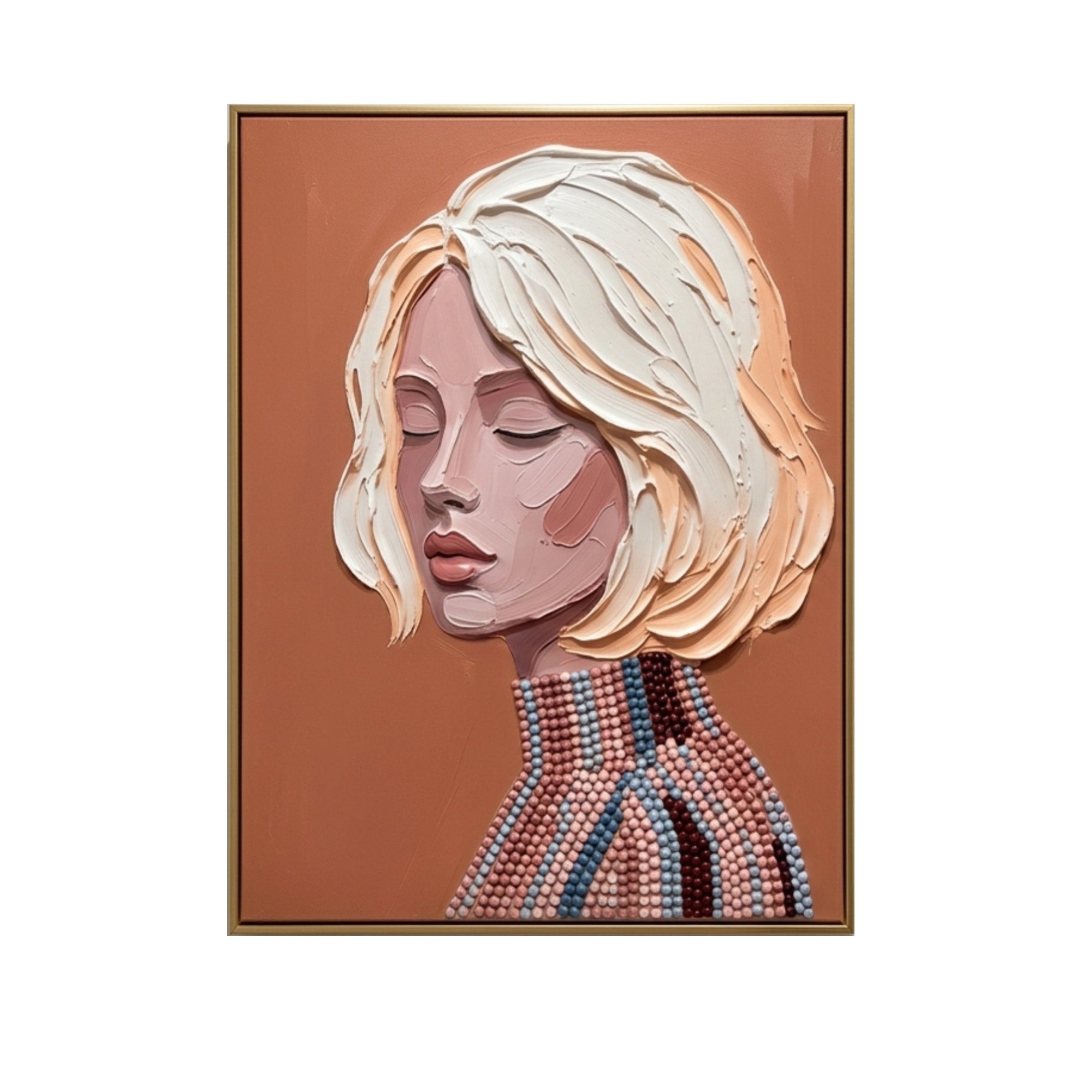 Thick Impasto Oil Painting Abstract Female PortraitModern Home Decor Artwork