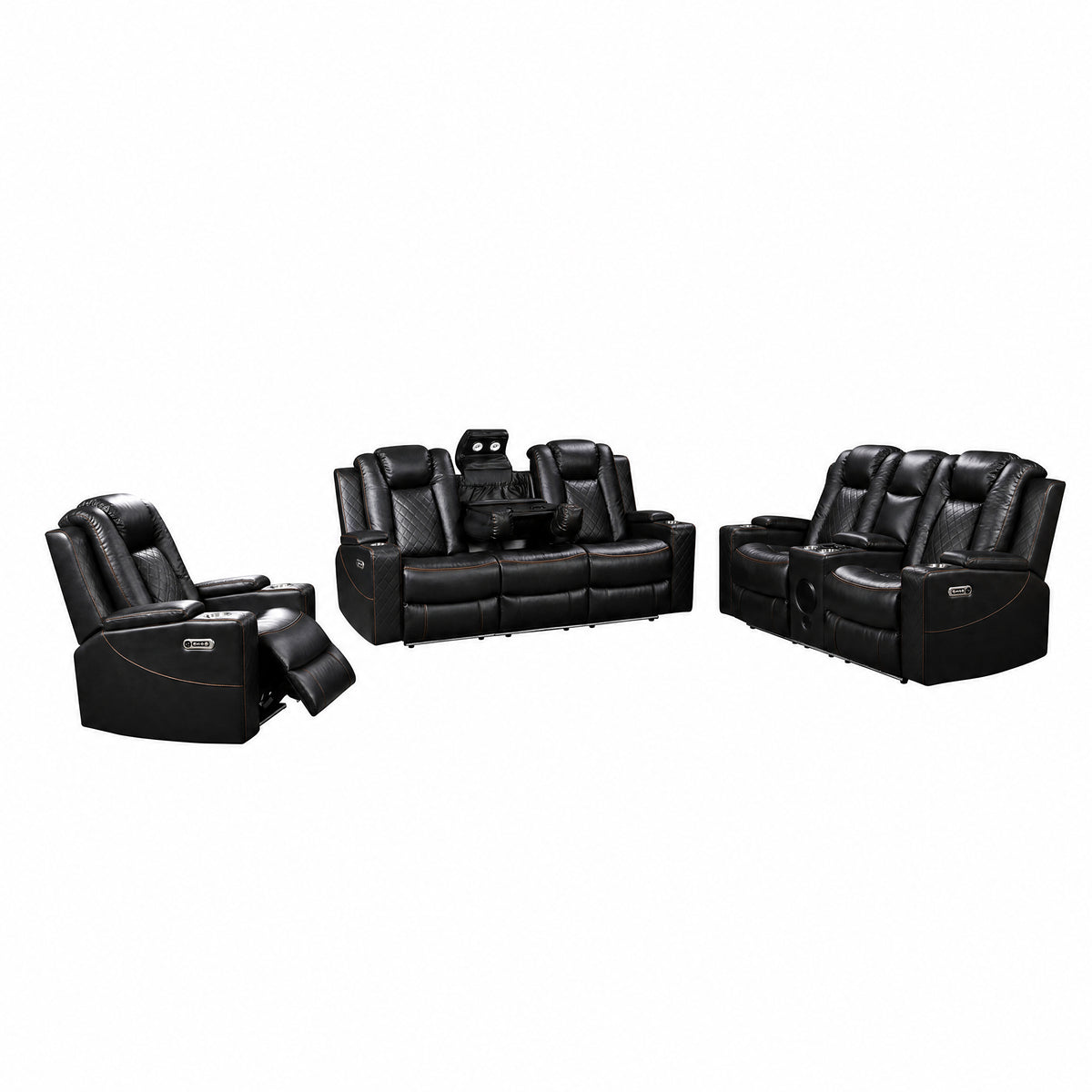 Power Recliner Sofa & Loveseat & Chair MR2855B BLACK