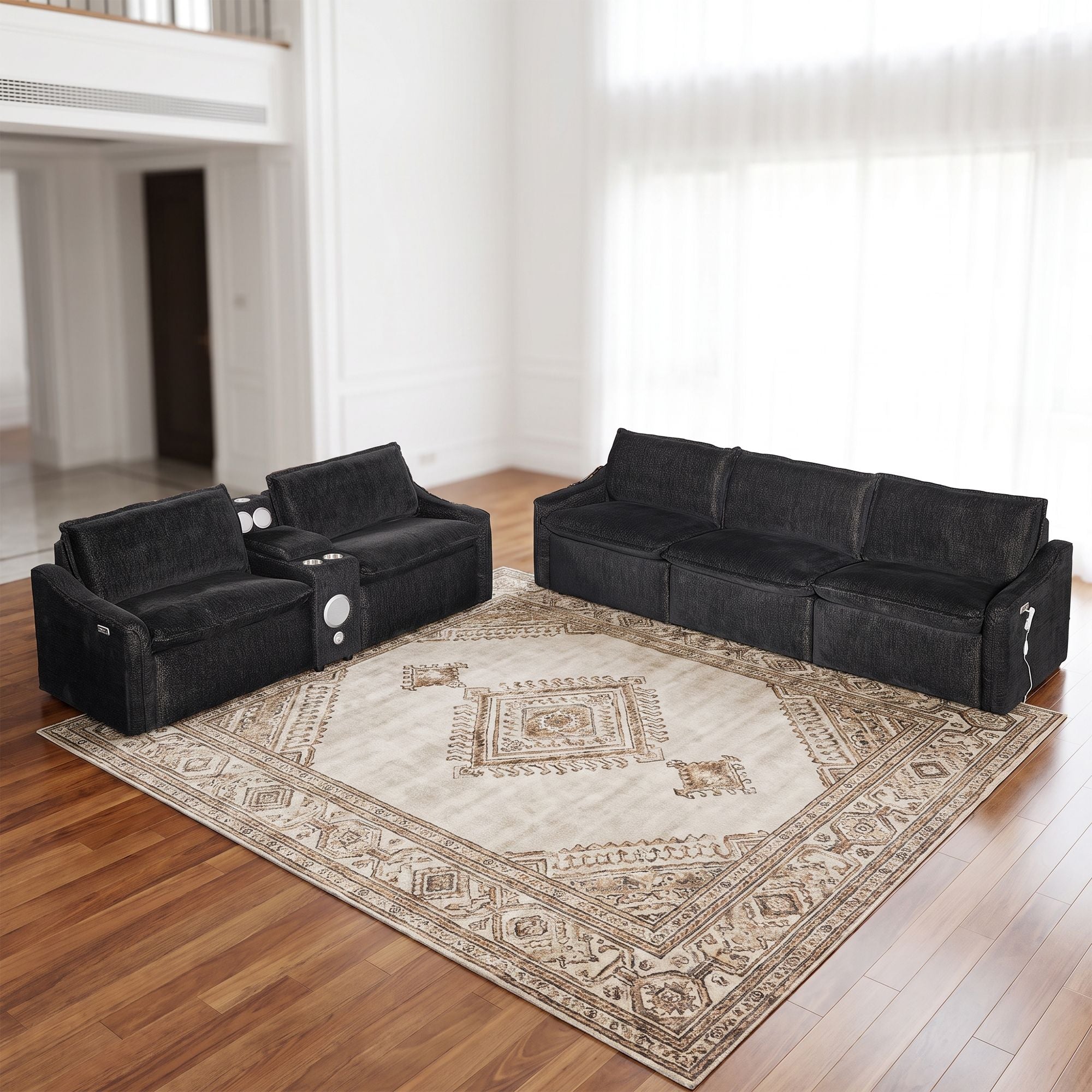 Black Electric Recliner Sofa Set