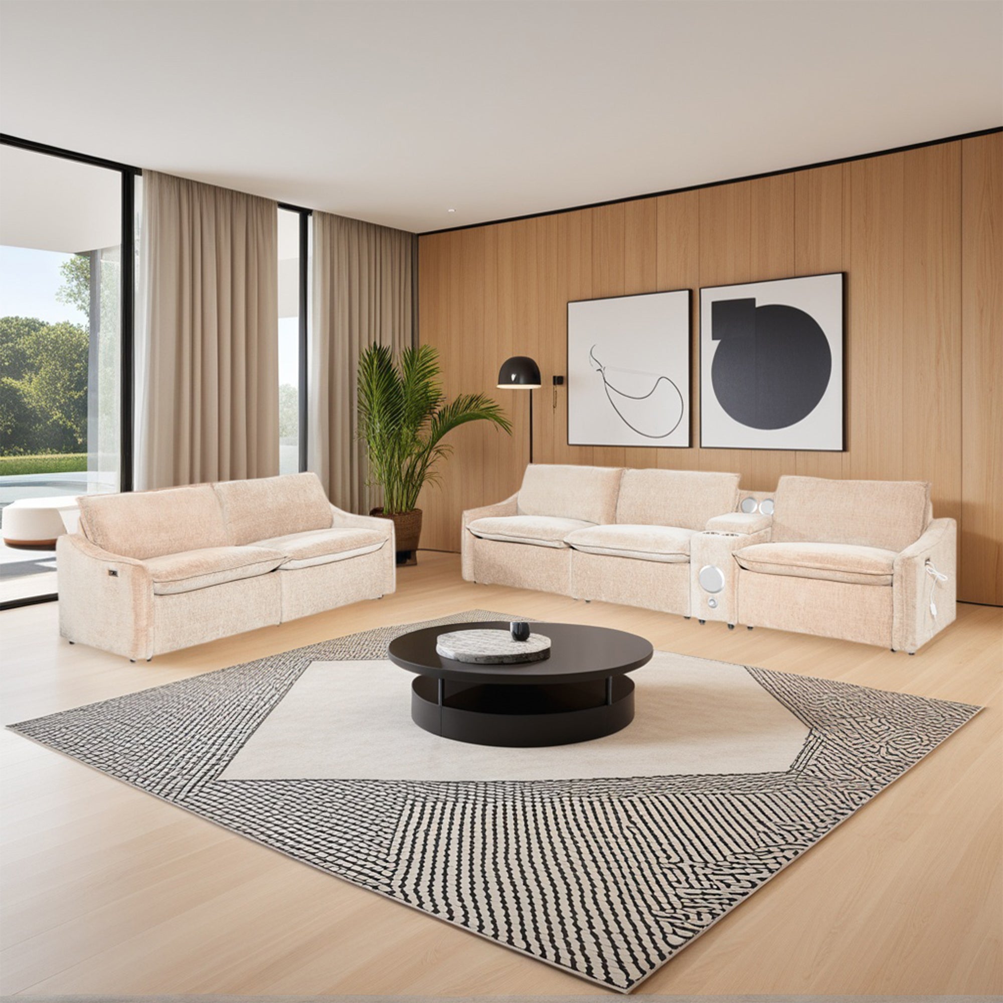 Brown Electric Recliner Sofa Set
