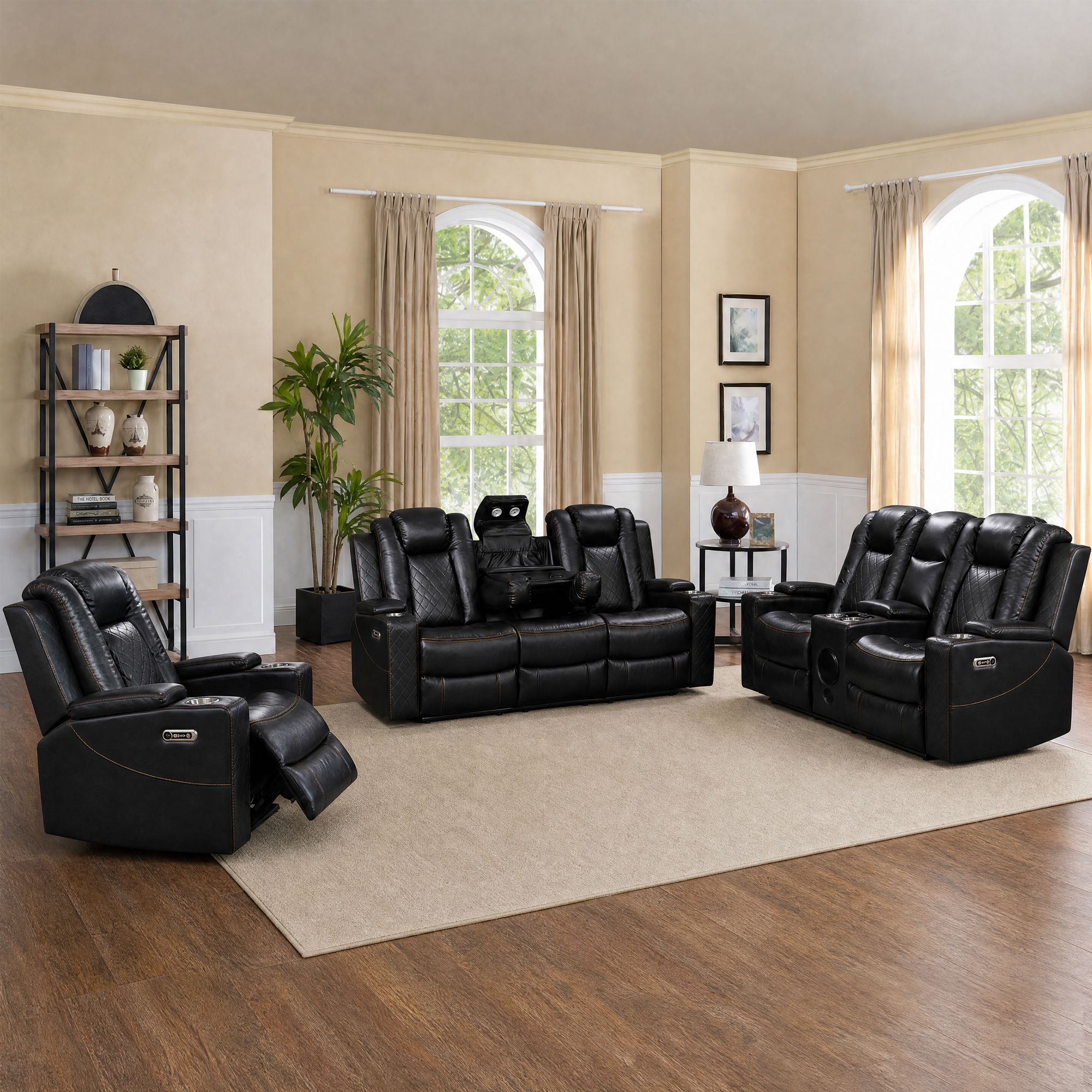 Power Recliner Sofa & Loveseat & Chair MR2855B BLACK