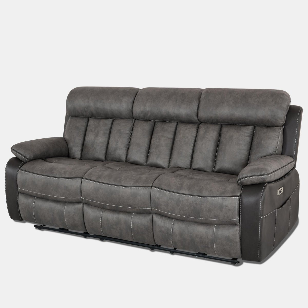 Kael Power Recliner & 3-Seater Sofa Set, Breathable Leather with Side Armrest Storage, Rustic Home Theater Seating 007