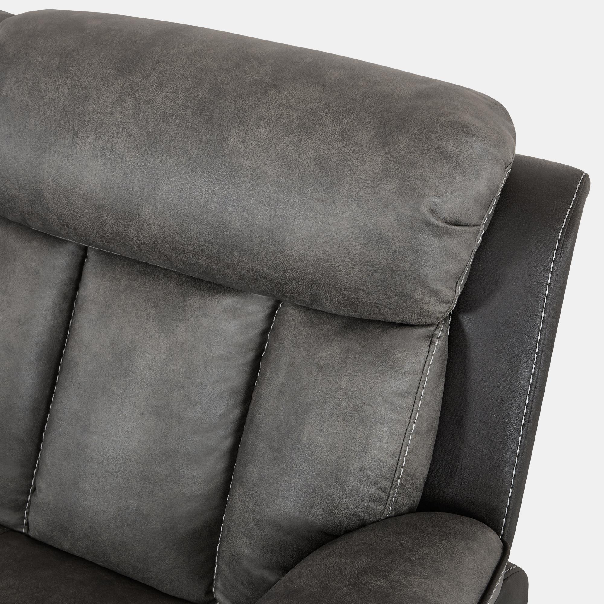 Kael Power Recliner & 1-Seater Sofa Set, Breathable Leather with Side Armrest Storage, Rustic Home Theater Seating 007